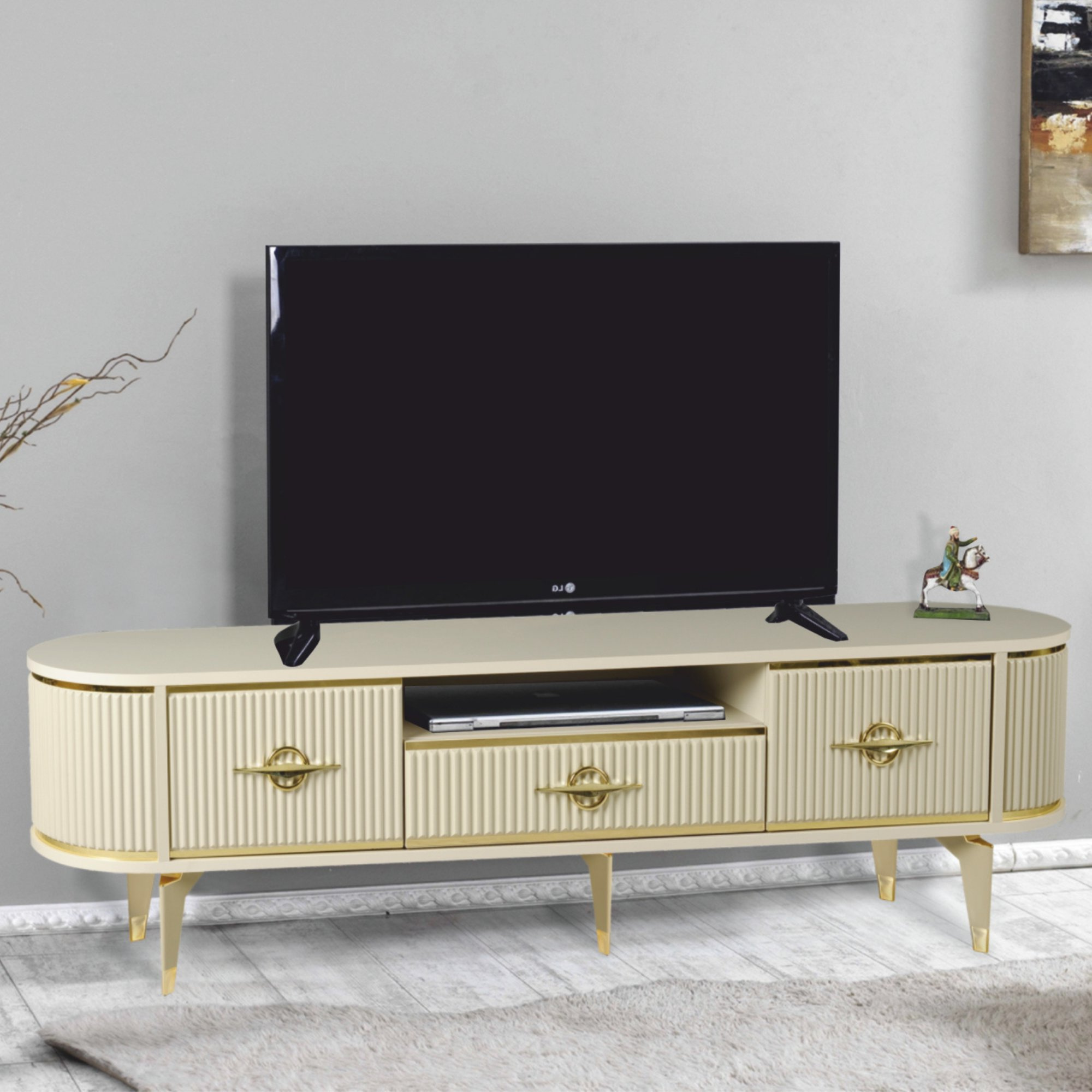 Duru TV Sehpası - Cappuccino - Gold