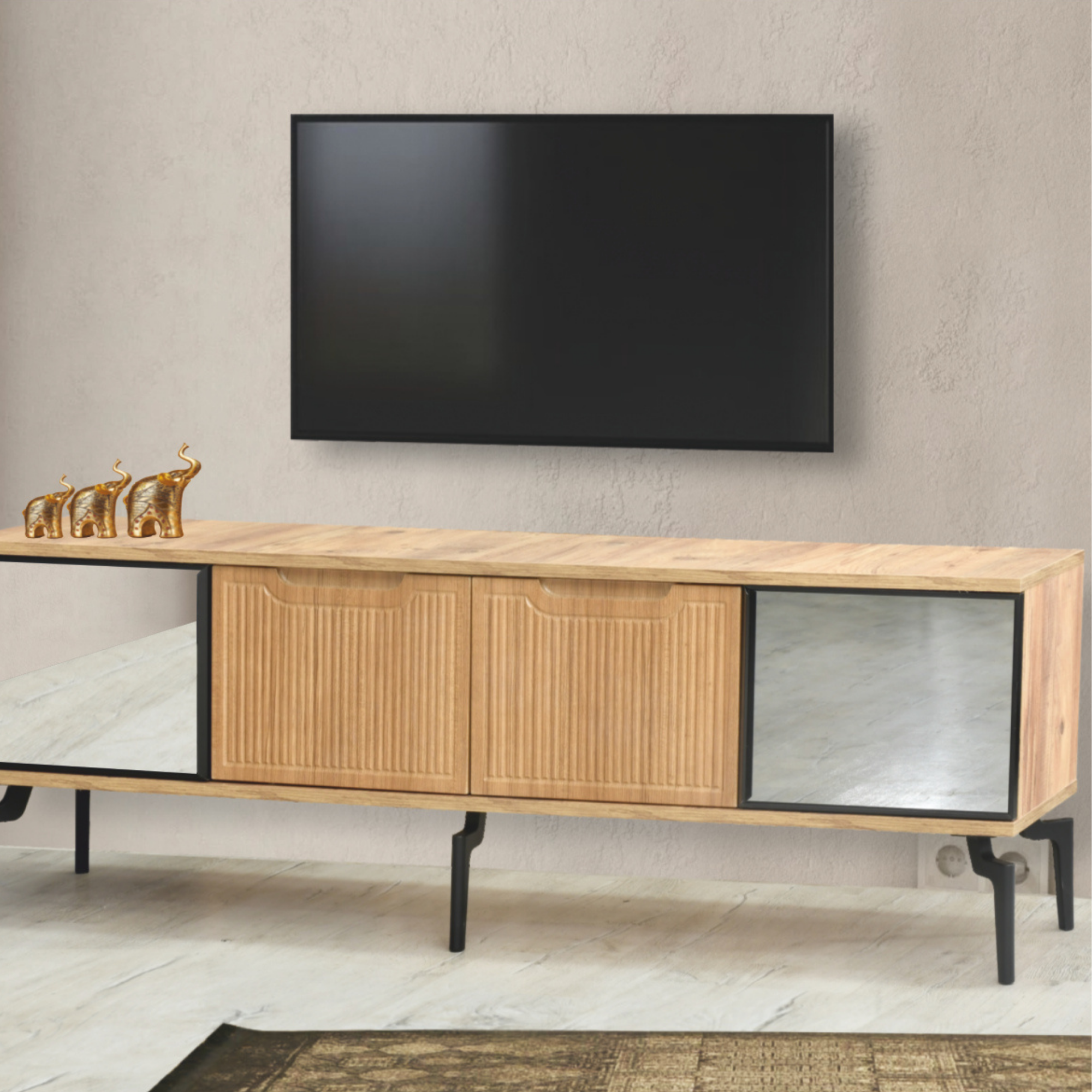 Zara Camlı Tv Sehpası - Atlantik Çam