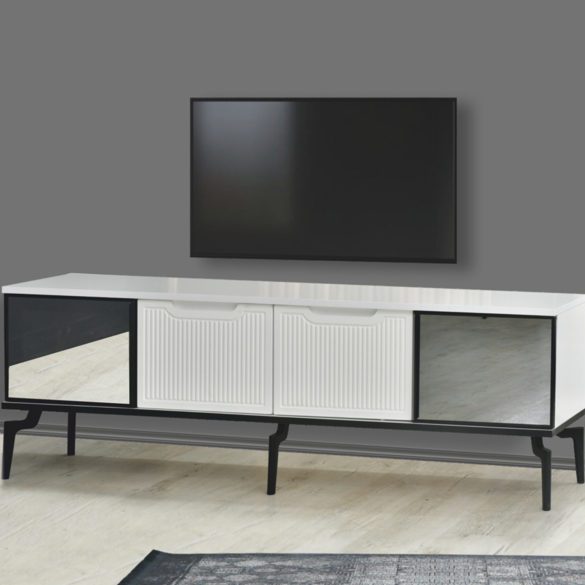 Zara Camlı Tv Sehpası - Beyaz