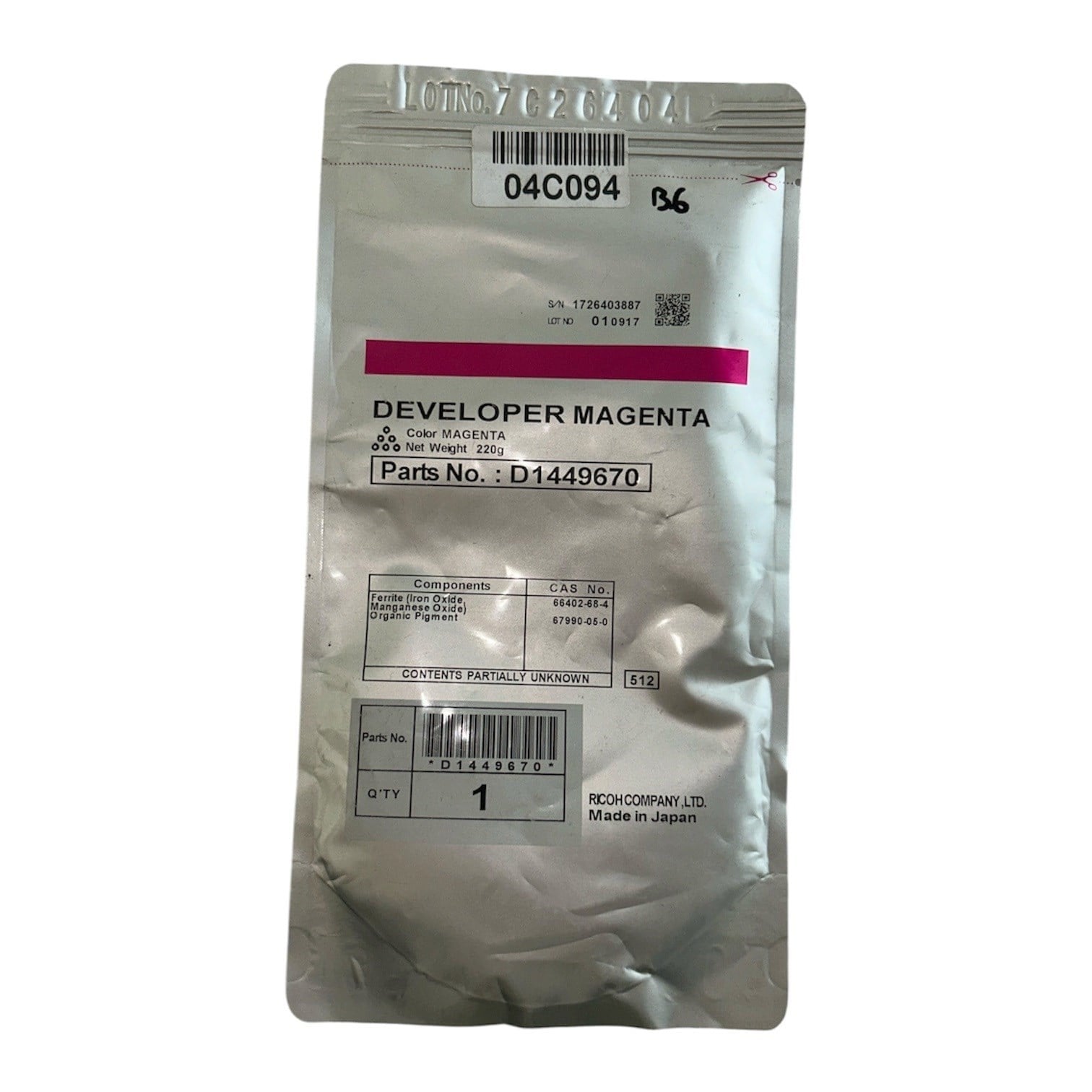 Ricoh MP-C 3002 C3502 Orijinal Kırmızı  Developer MP-C4502 C5502 D1449670
