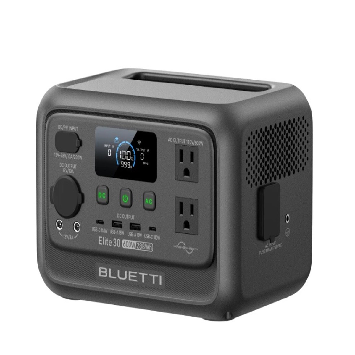 BLUETTI Elite 30 compact portable power station side angle design
