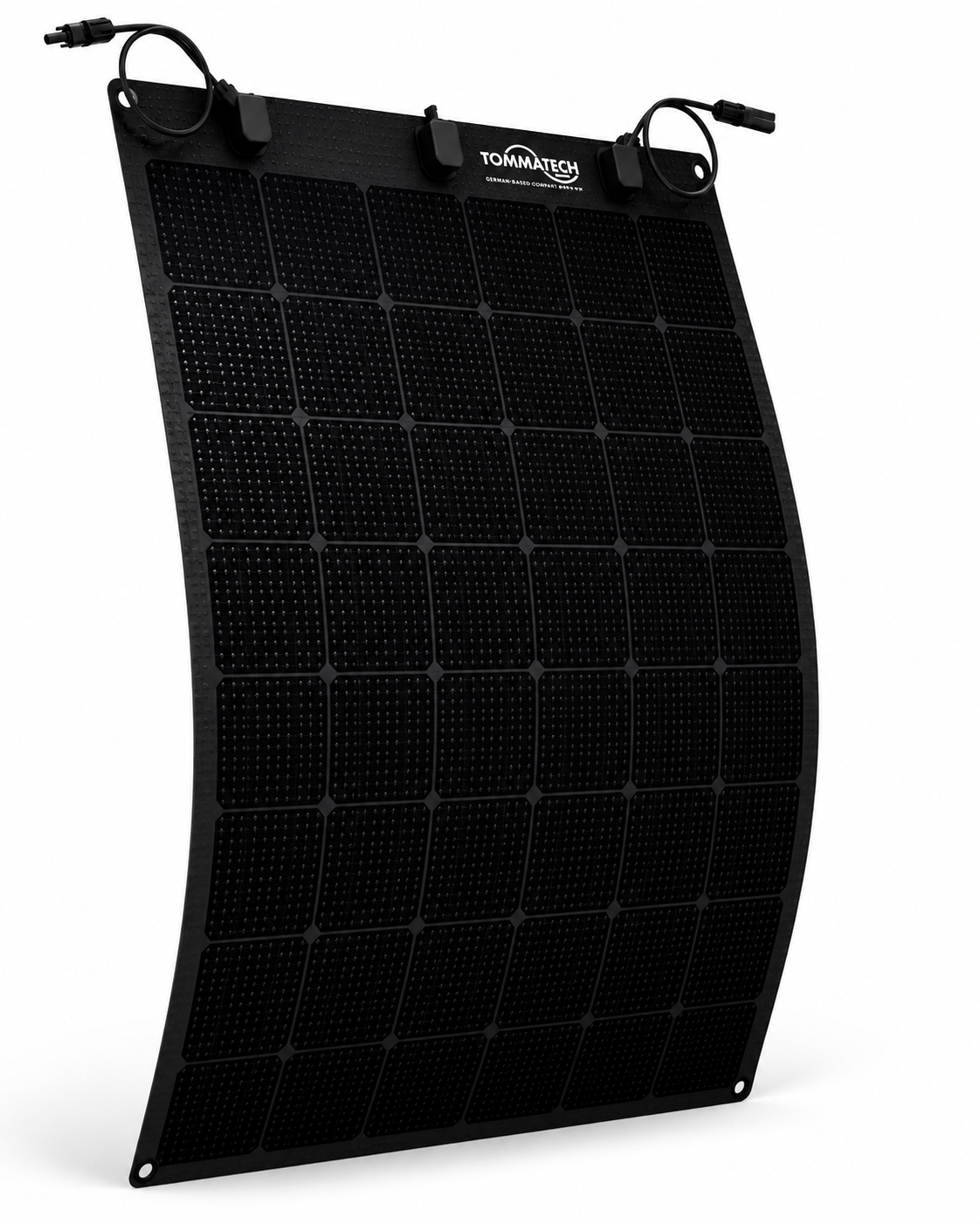 TommaTech 170 Watt Yarı Esnek Dark Serisi Güneş Paneli sağ ön perspektif görünümü.