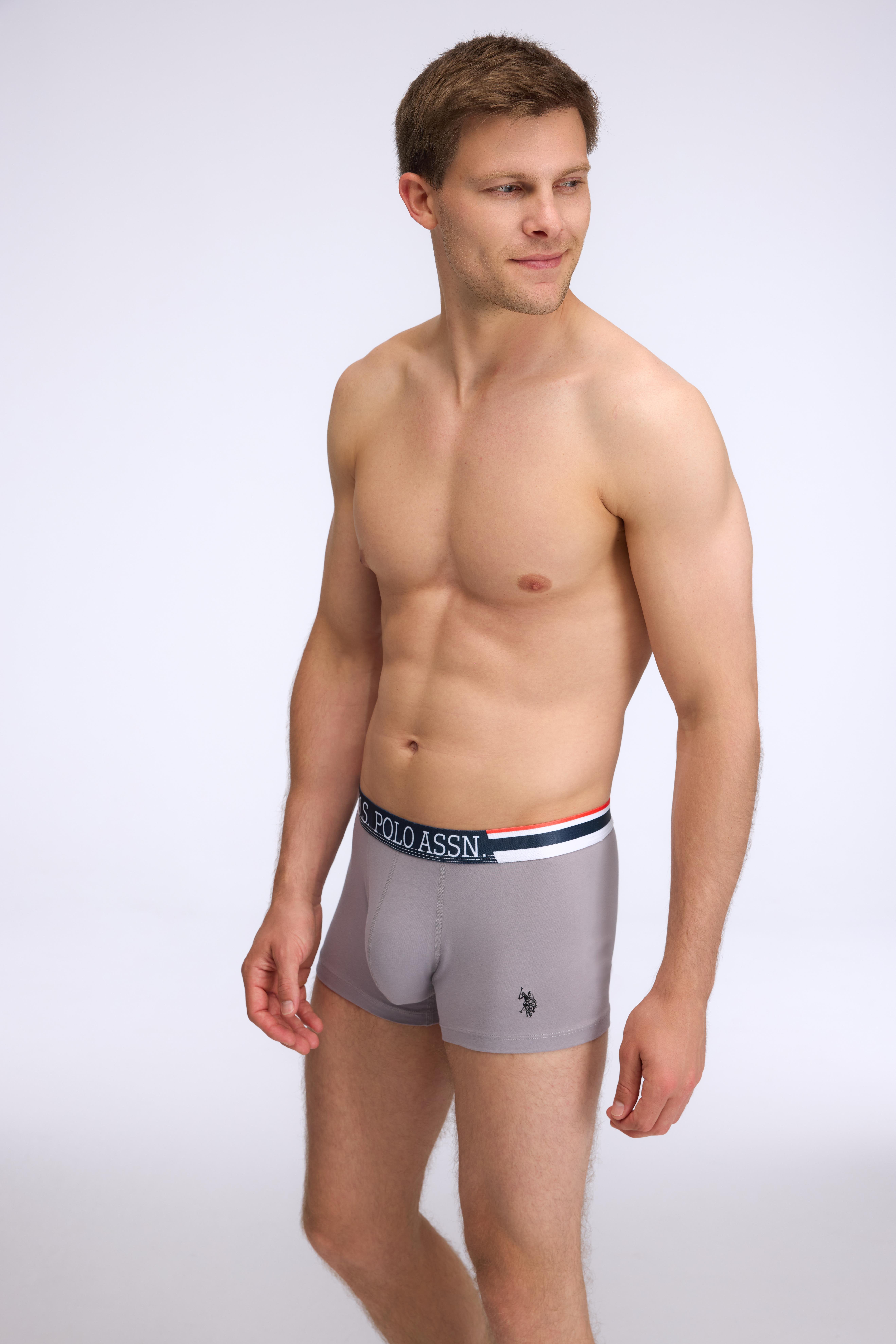  Erkek Gri - Kırmızı - Lacivert 3 lü Boxer  - US.01.80584 576