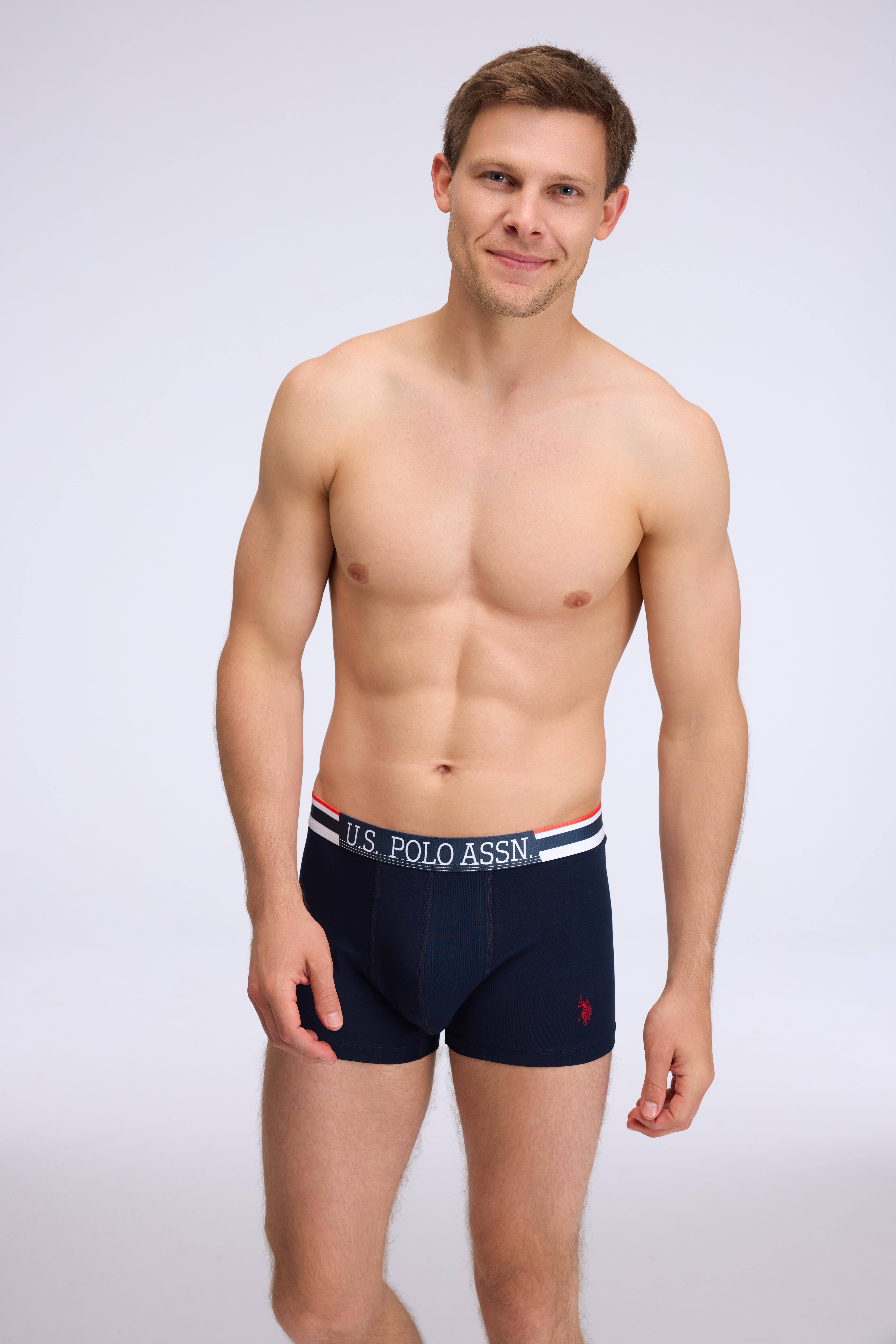  Erkek Gri - Kırmızı - Lacivert 3 lü Boxer  - US.01.80584 576