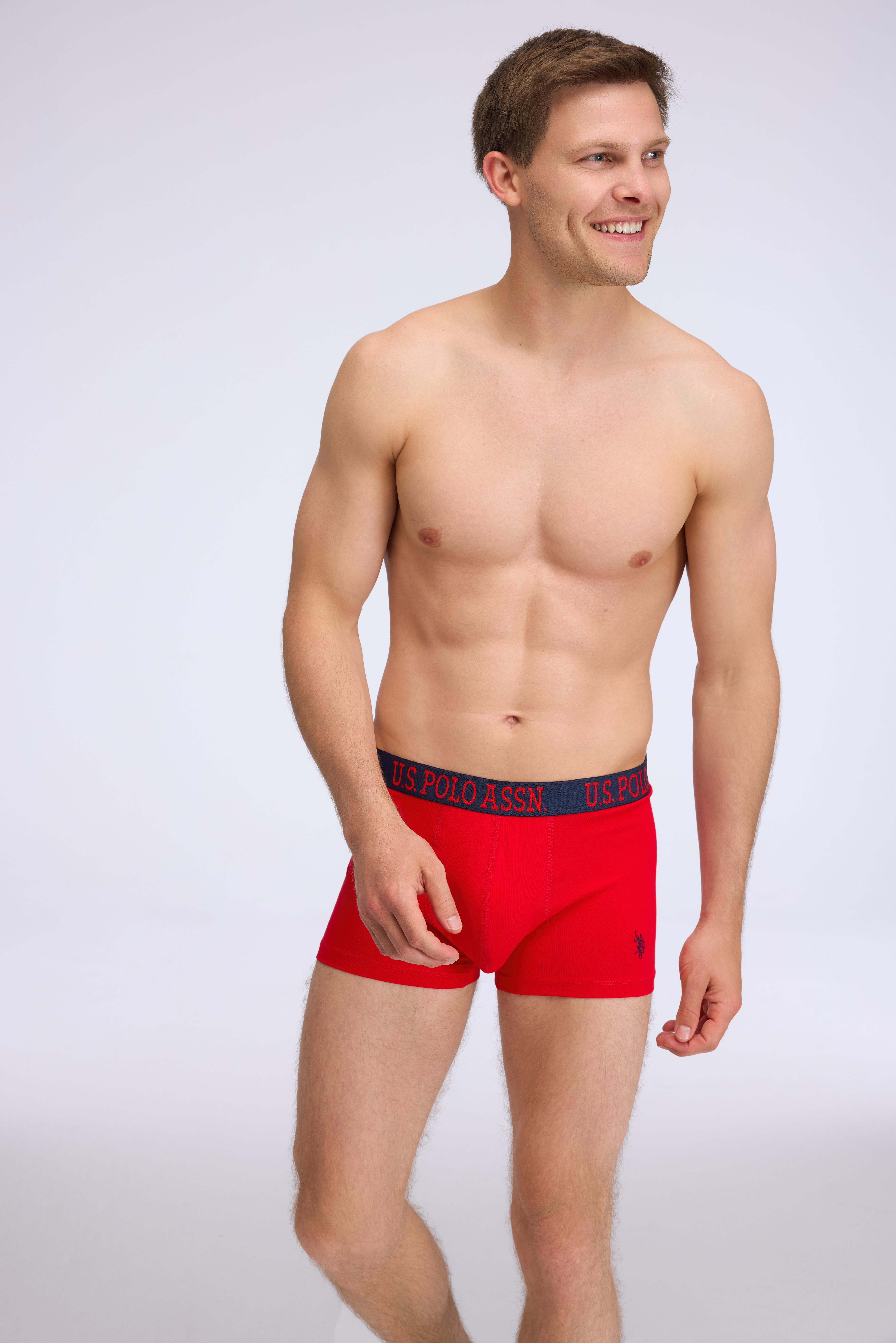  Erkek Lacivert - Kırmızı - Baskılı 3 lü Boxer  - US.01.80582 552