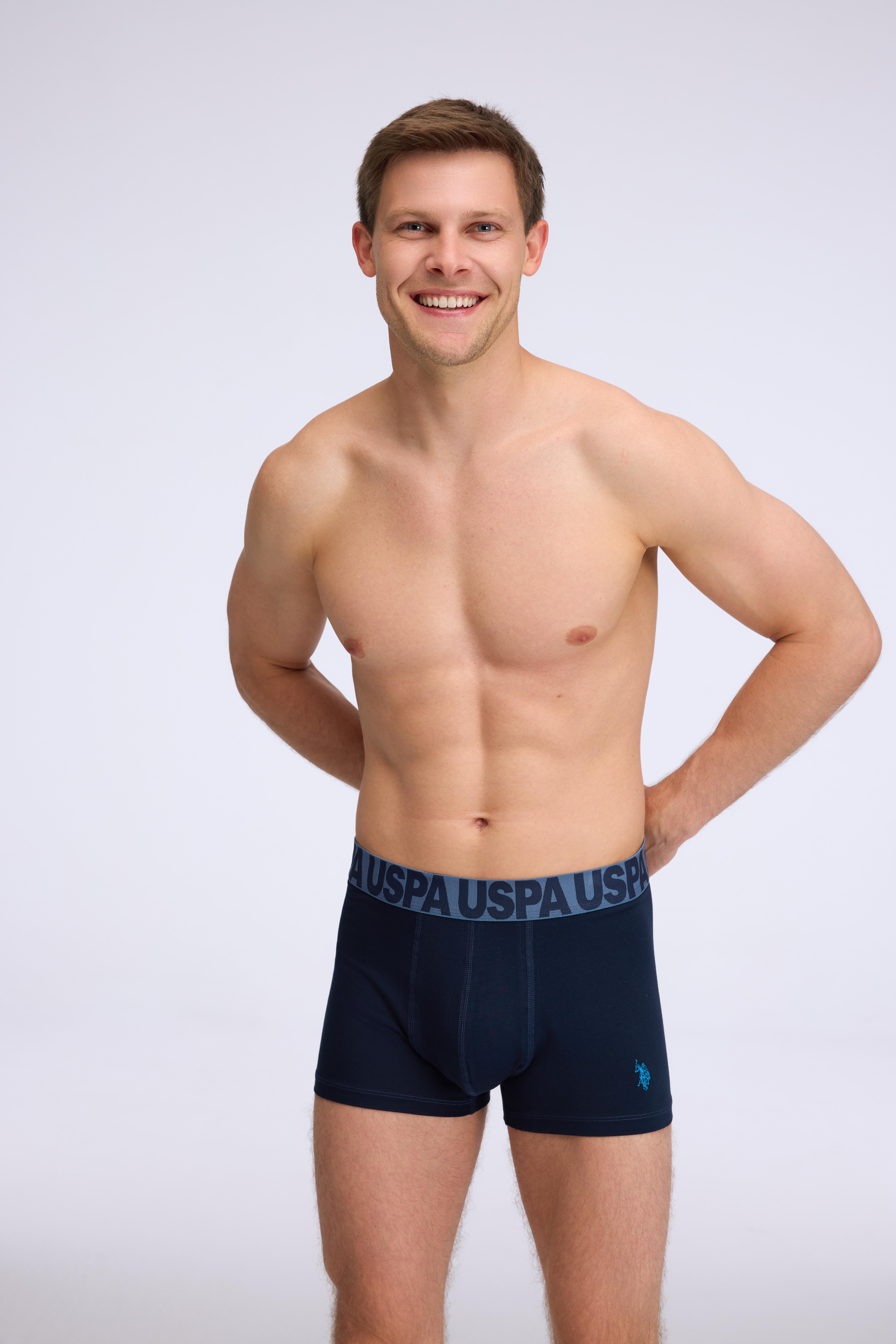  Erkek Lacivert - Saks - Sarı 3 lü Boxer  - US.01.80587 484