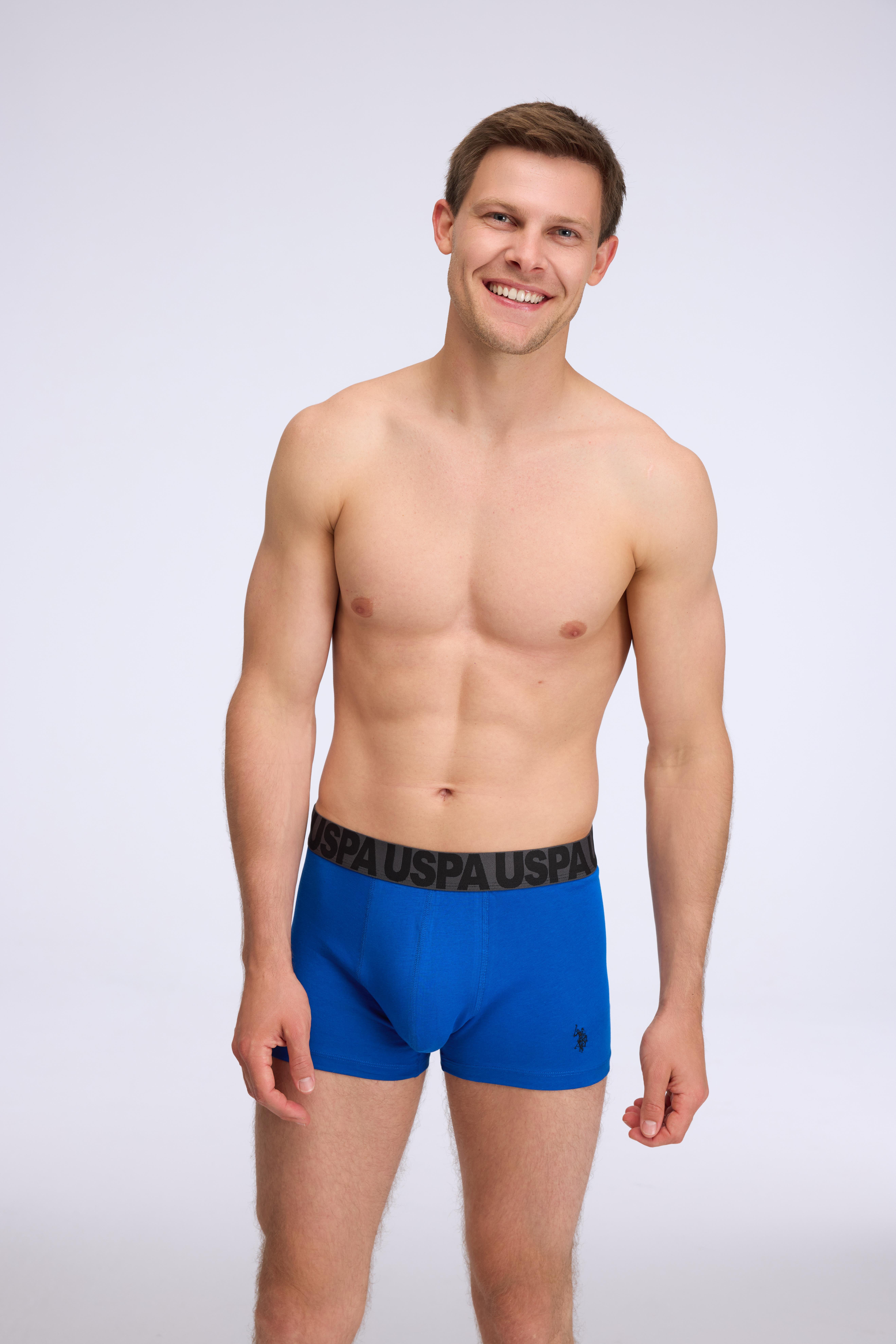  Erkek Lacivert - Saks - Sarı 3 lü Boxer  - US.01.80587 484
