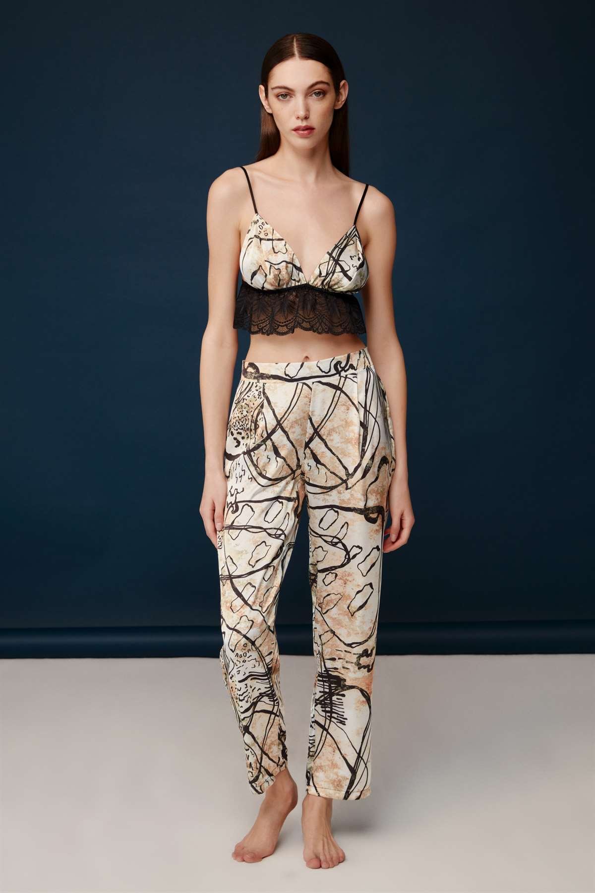 Bonnie&Clyde - Kadın Baskılı Saten 3 lü Takımı  - B&C.01.30021.23Y 548