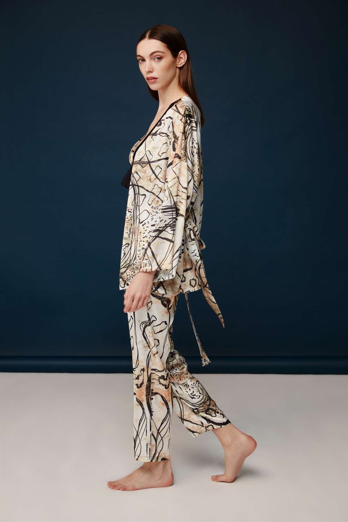 Bonnie&Clyde - Kadın Baskılı Saten 3 lü Takımı  - B&C.01.30021.23Y 548