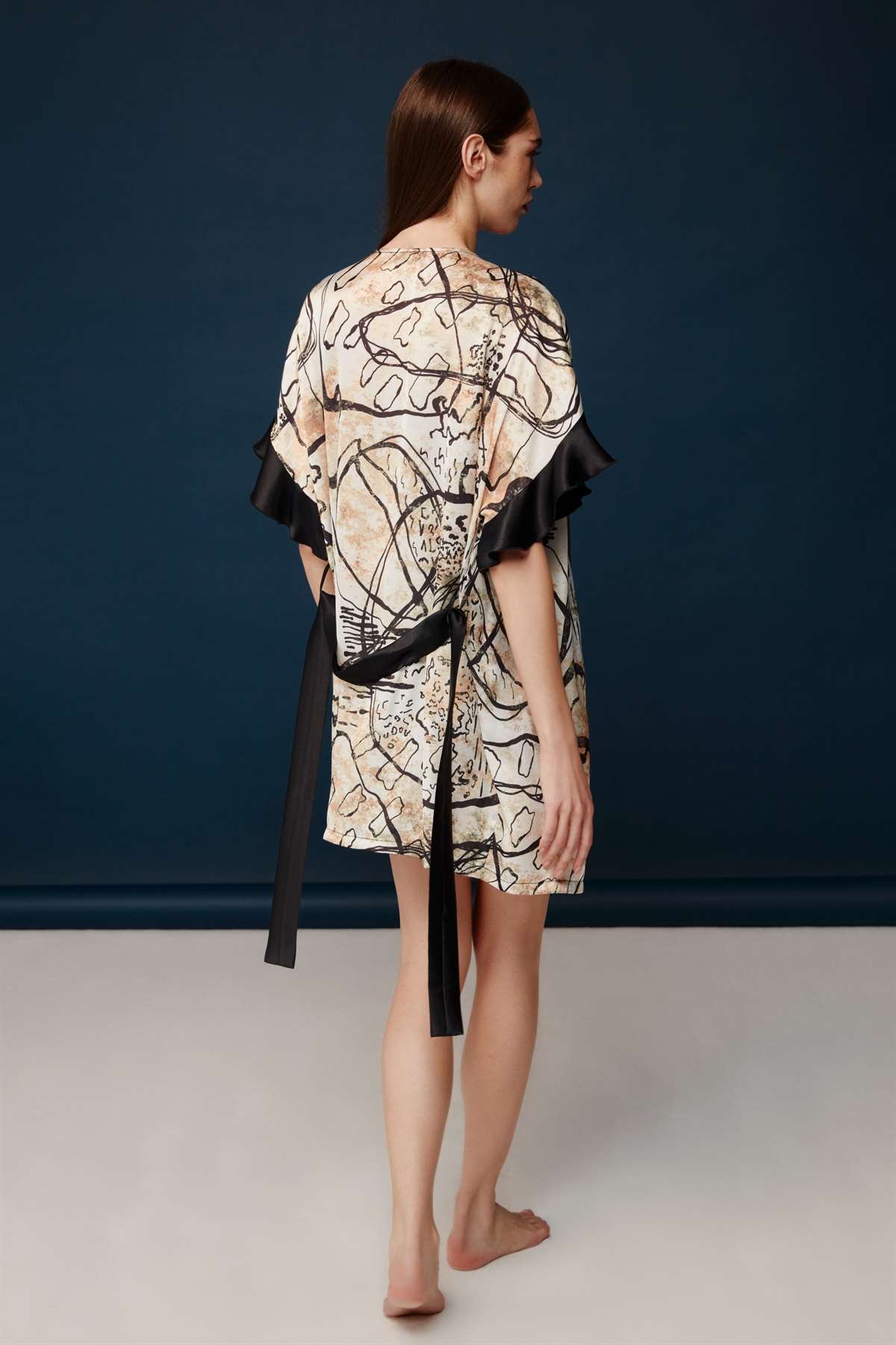 Bonnie&Clyde - Kadın Baskılı Saten Gecelik Sabahlık Takımı  - B&C.01.30022.23Y 548