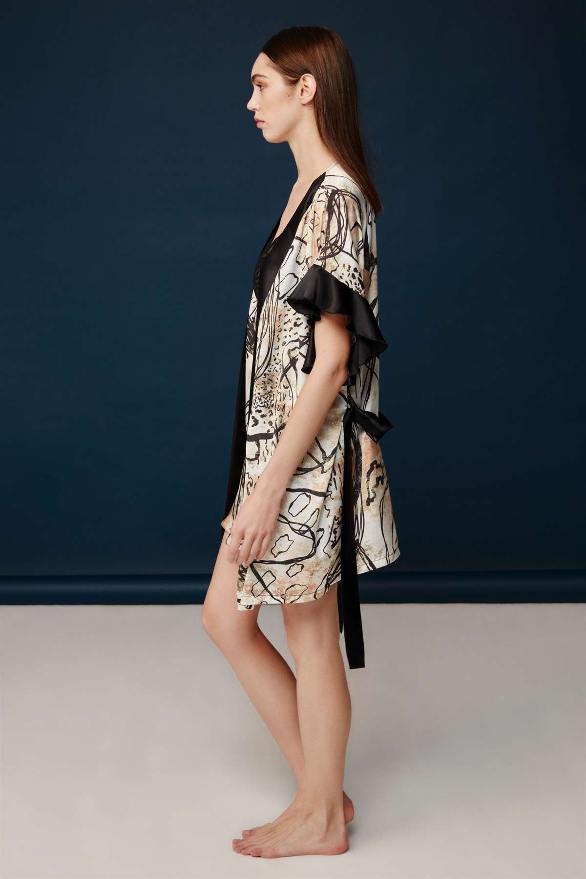 Bonnie&Clyde - Kadın Baskılı Saten Gecelik Sabahlık Takımı  - B&C.01.30022.23Y 548