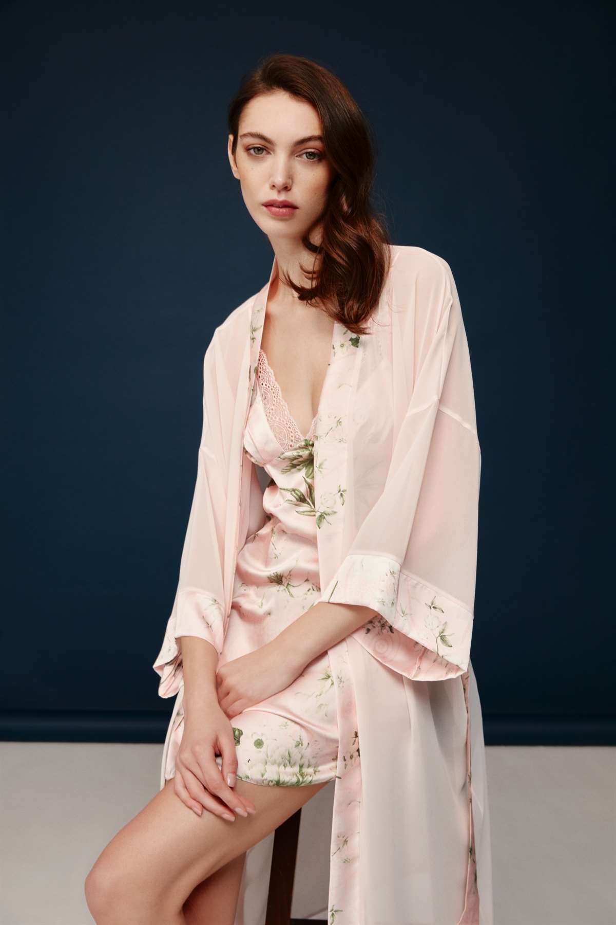 Bonnie&Clyde - Kadın Baskılı Saten Gecelik Sabahlık Takımı  - B&C.01.30019.23Y 548