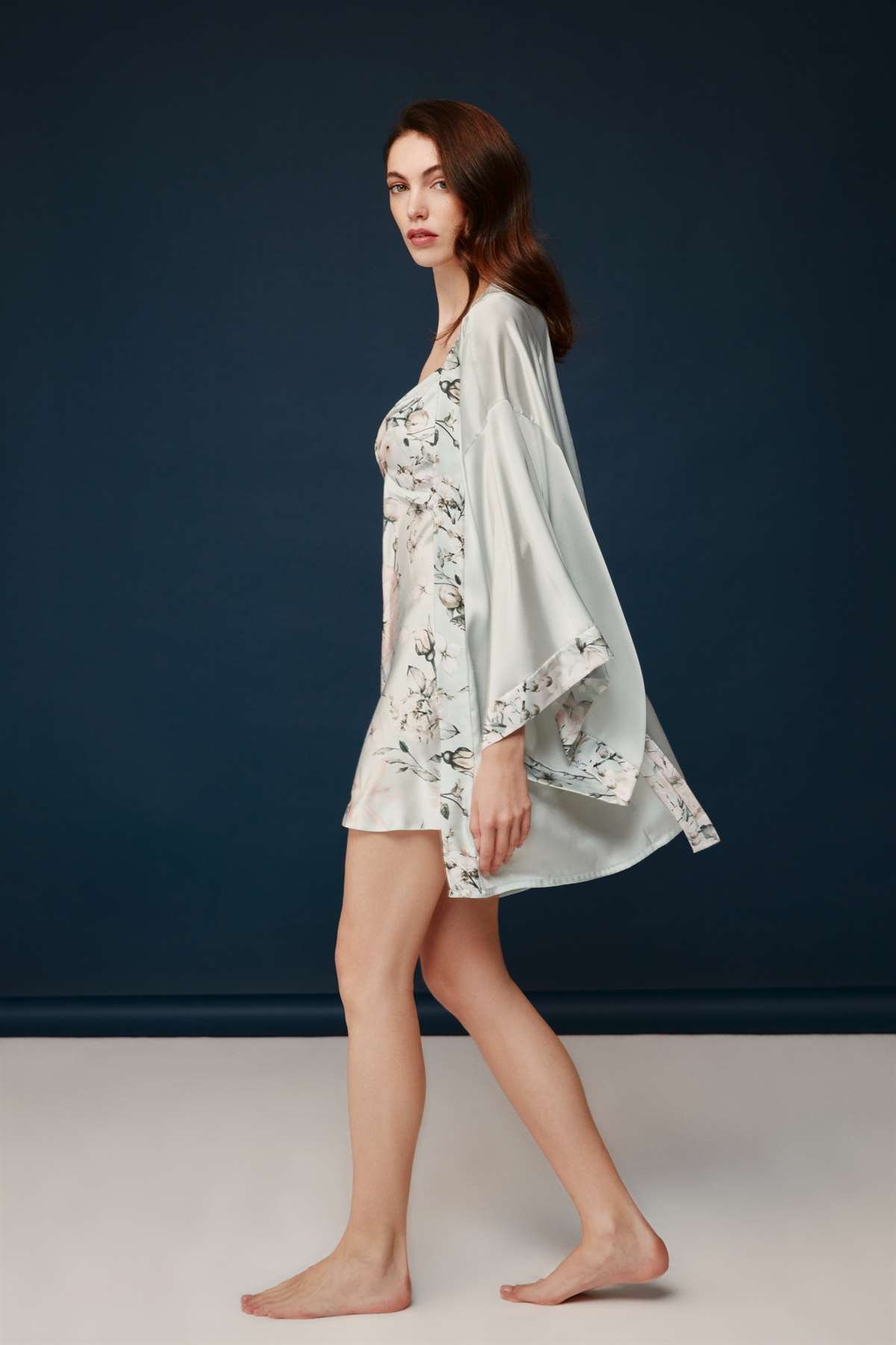 Bonnie&Clyde - Kadın Baskılı Saten Gecelik Sabahlık Takımı  - B&C.01.30024.23Y 548