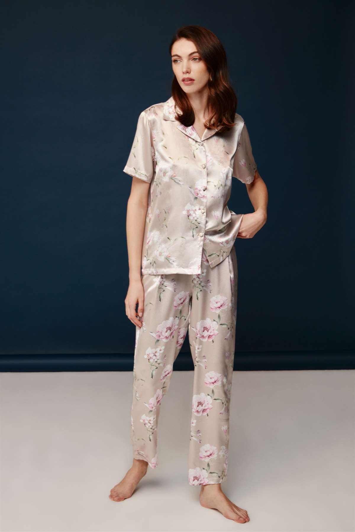 Bonnie&Clyde - Kadın Baskılı Saten Pijama Takımı  - B&C.01.30030.23Y 548