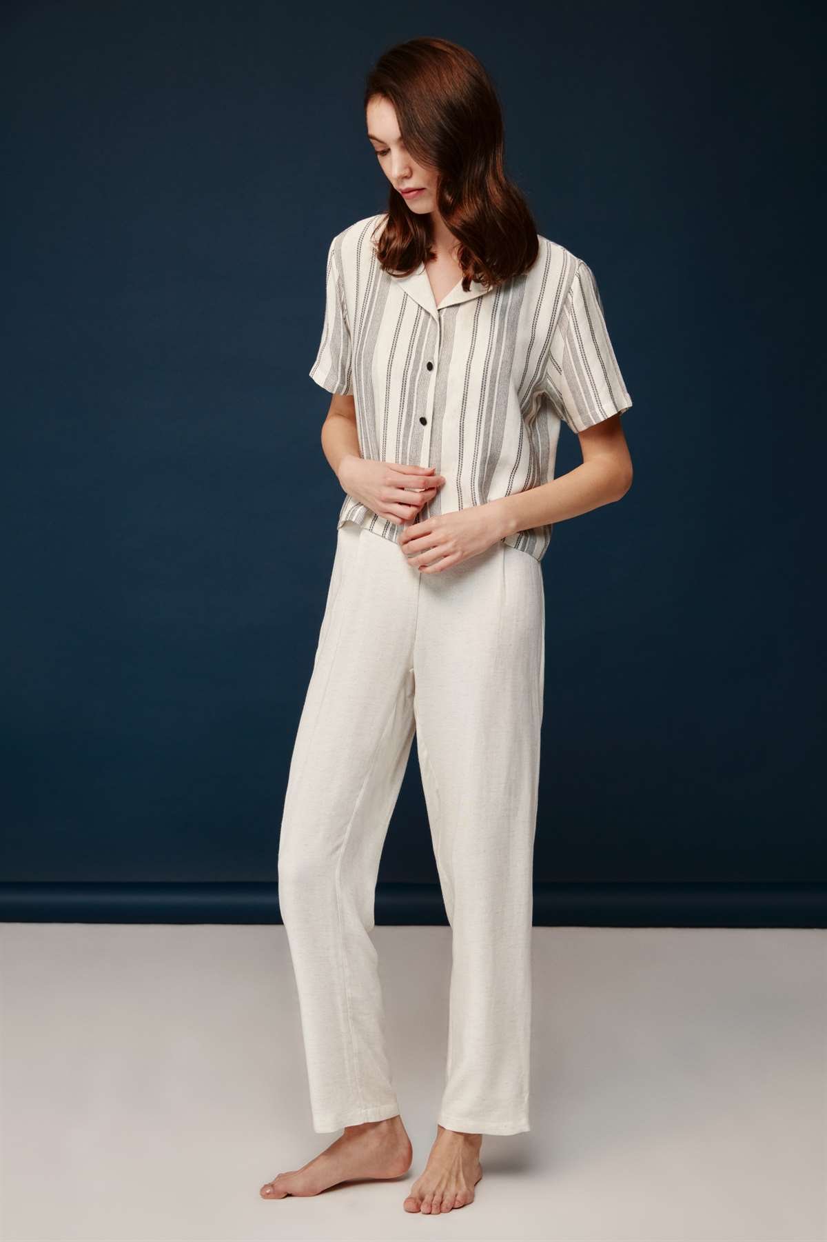 Bonnie&Clyde - Kadın Ekru Viskon 3 lü Pijama Takımı  - B&C.01.30003.23Y 221