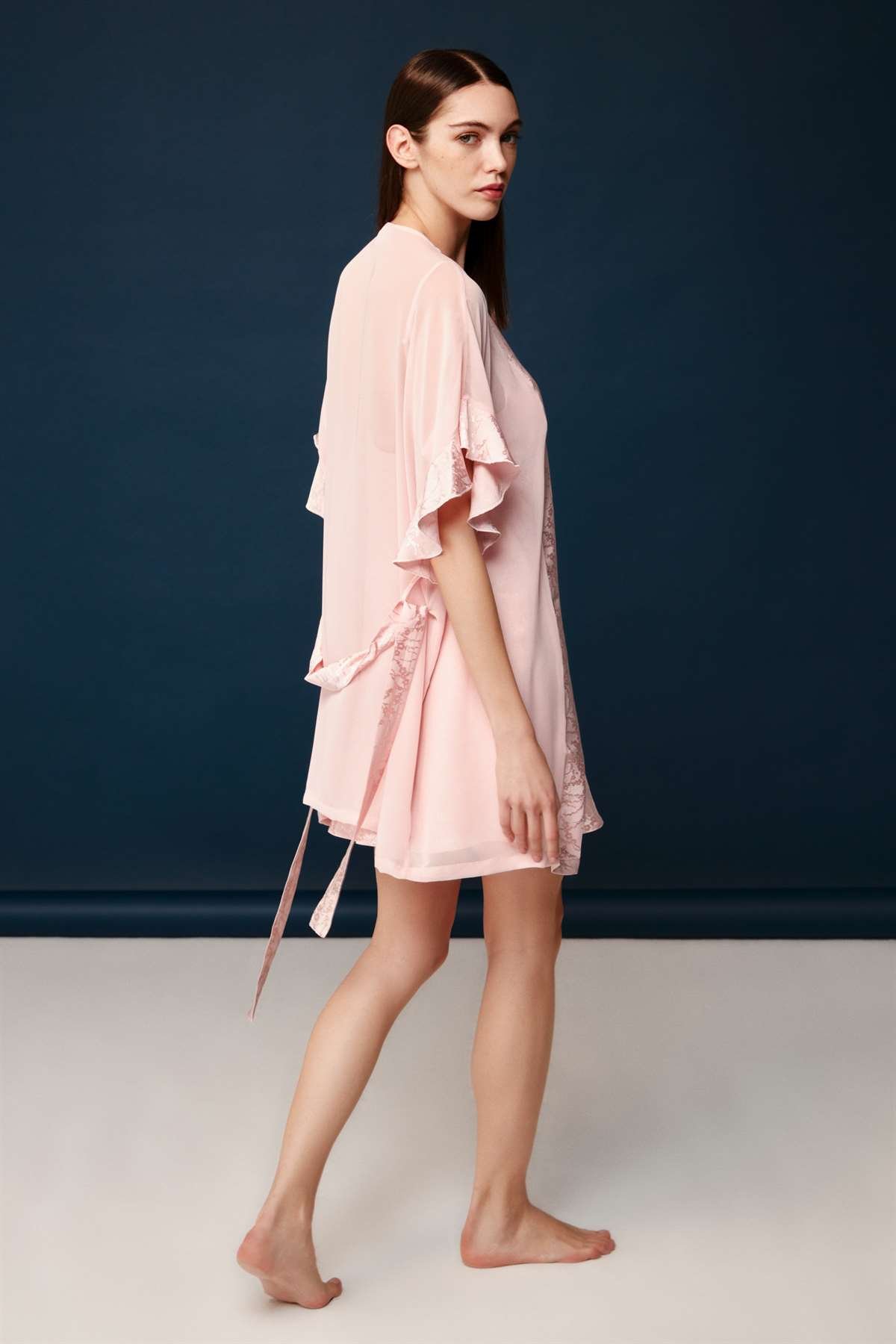 Bonnie&Clyde - Kadın Pudra Viskon Gecelik Sabahlık Takımı  - B&C.01.30012.23Y 304