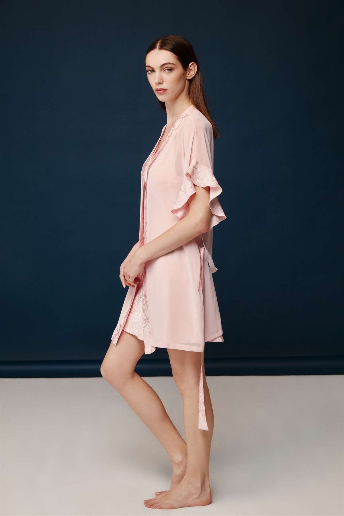 Bonnie&Clyde - Kadın Pudra Viskon Gecelik Sabahlık Takımı  - B&C.01.30012.23Y 304