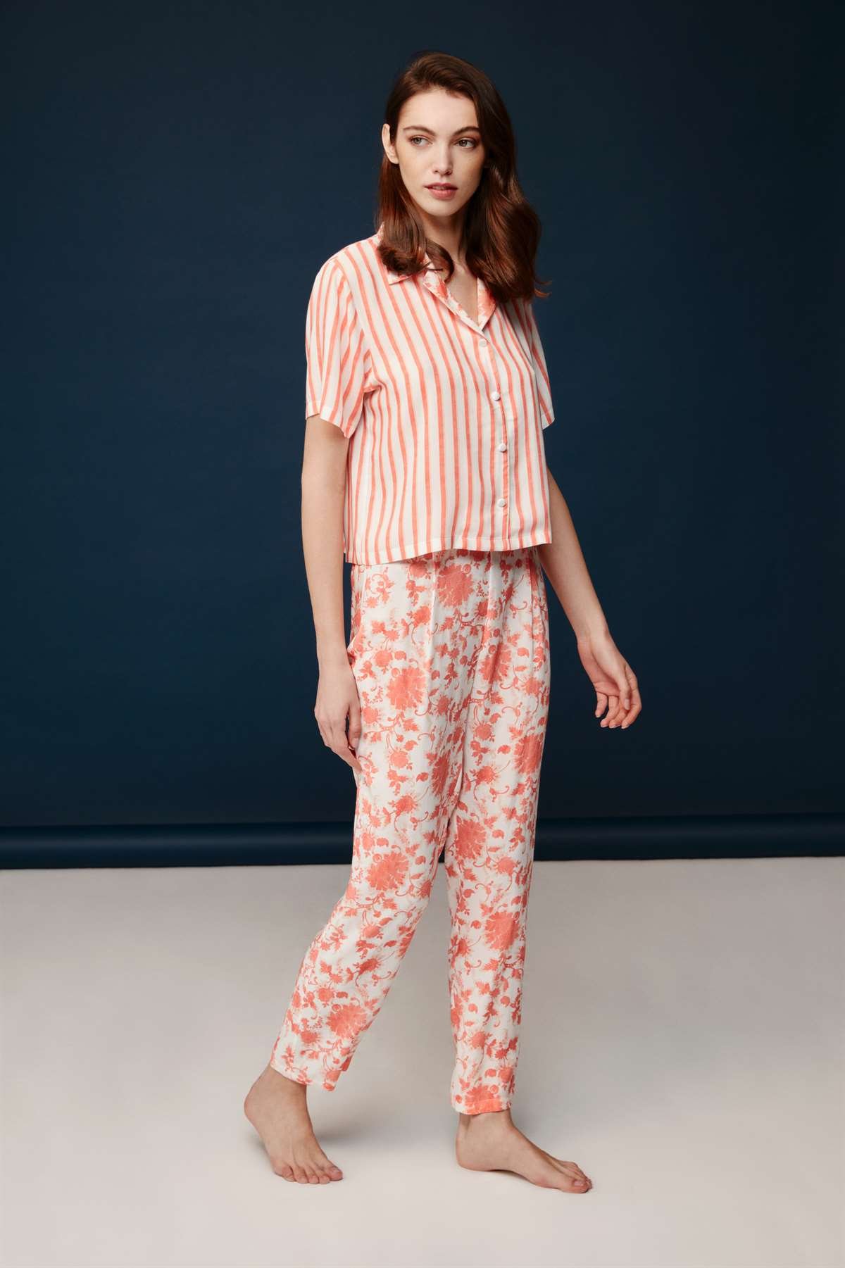 Bonnie&Clyde - Kadın Somon Viskon Pijama Takımı  - B&C.01.30004.23Y 303