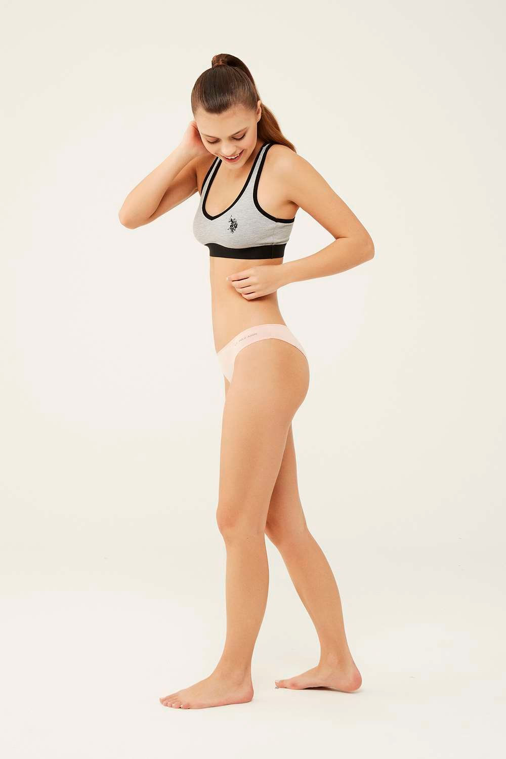 U.S. Polo Assn.Kadın Siyah - Beyaz - Ten - Somon - Kırmızı  5 Li Brazilian Slip - US.01.67007 492