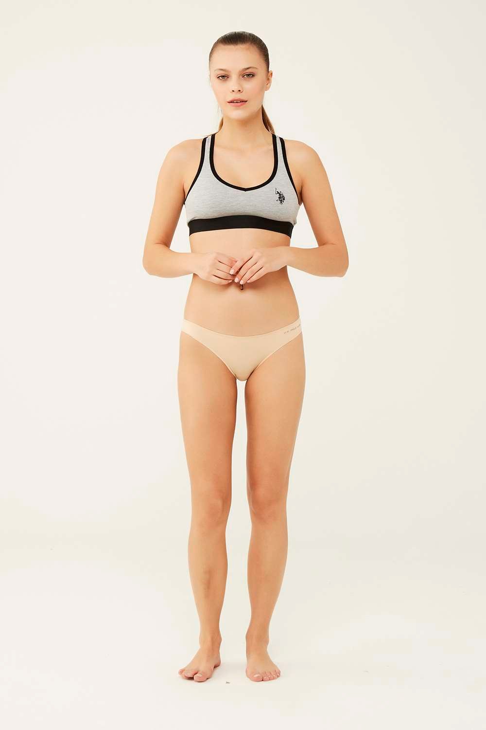 U.S. Polo Assn.Kadın Siyah - Beyaz - Ten - Somon - Kırmızı  5 Li Brazilian Slip - US.01.67007 492