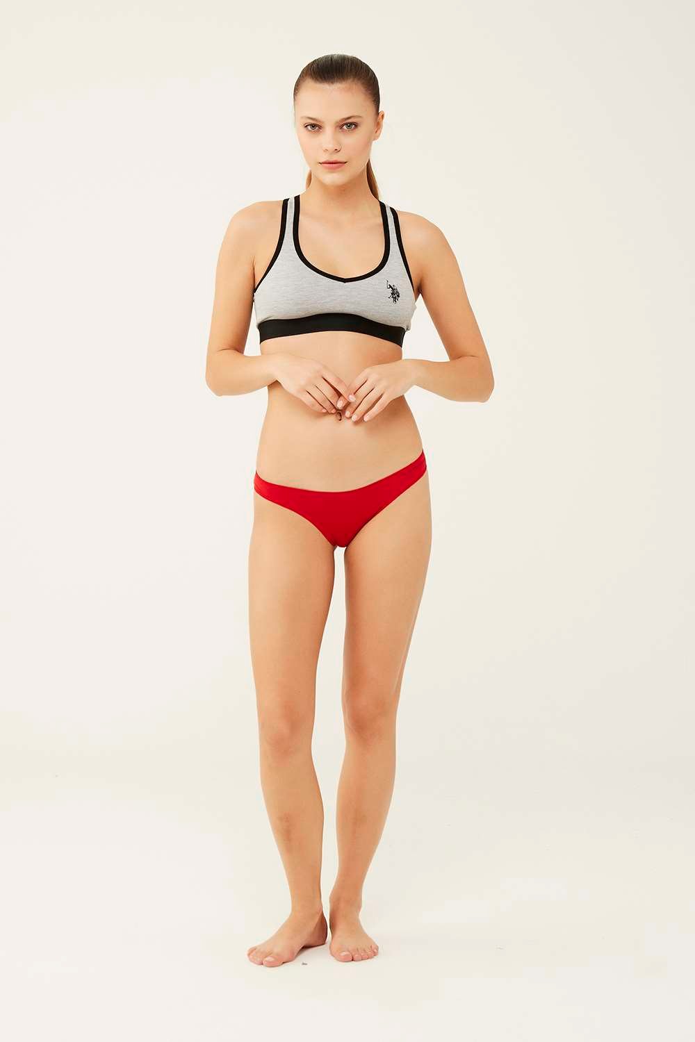 U.S. Polo Assn.Kadın Siyah - Beyaz - Ten - Somon - Kırmızı  5 Li Brazilian Slip - US.01.67007 492