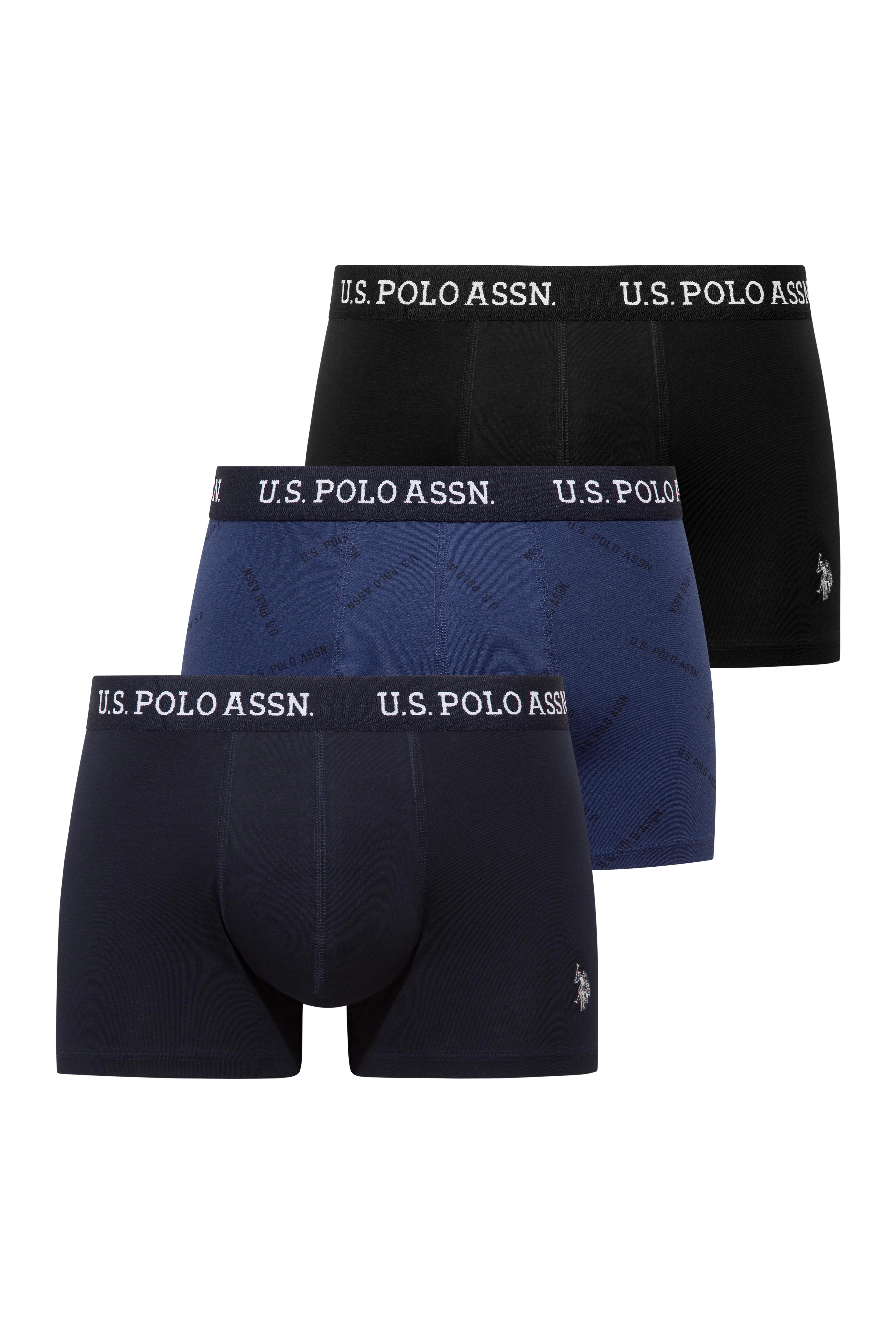 U.S. Polo Assn. 80651 200 Siyah - Lacivert-  Baskılı 3 lü Boxer  - US.01.80651.INT 200 603
