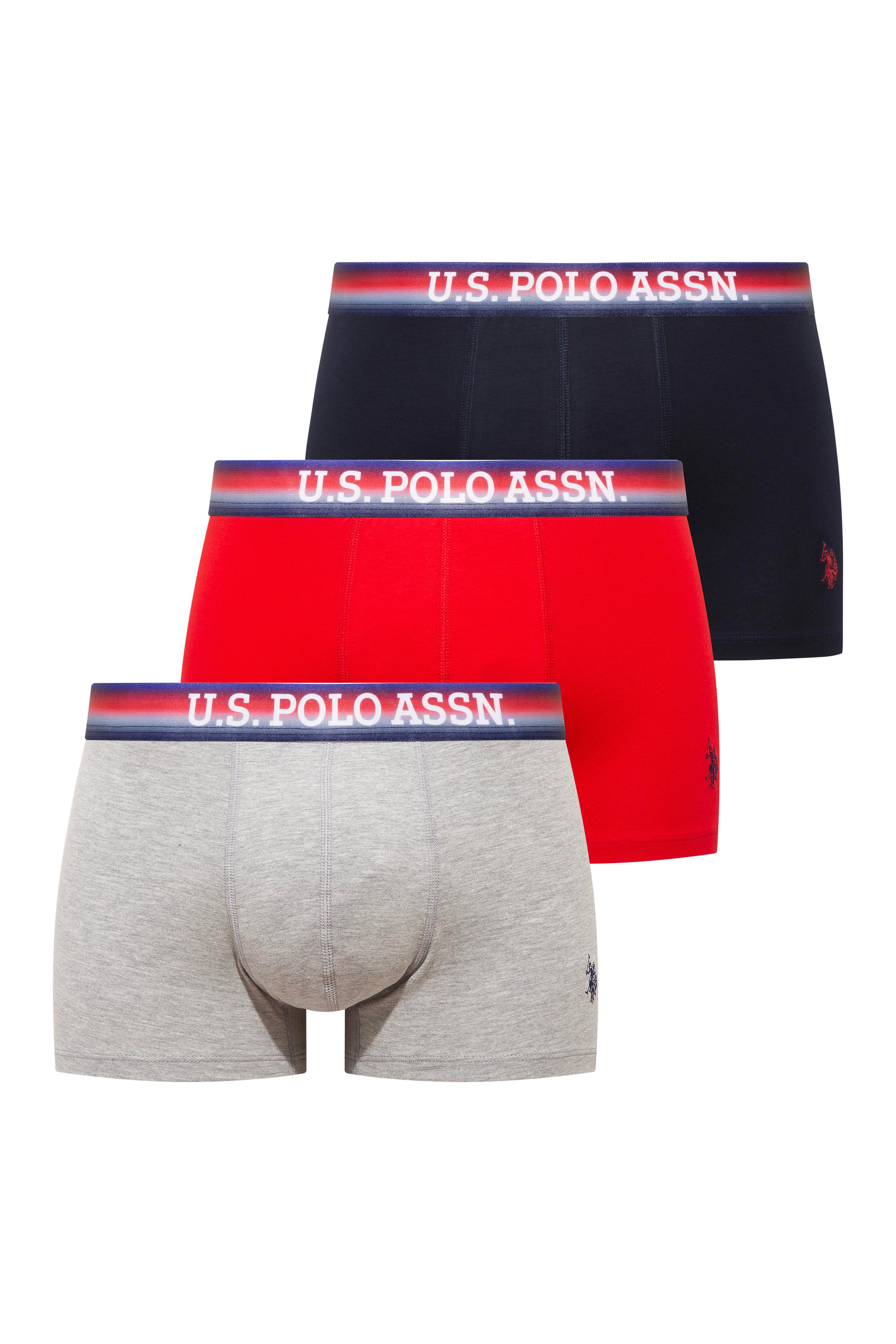 U.S. Polo Assn. 80651 201 Kırmızı - Lacivert - Gri Melanj 3 lü Boxer  - US.01.80651.INT 201 427