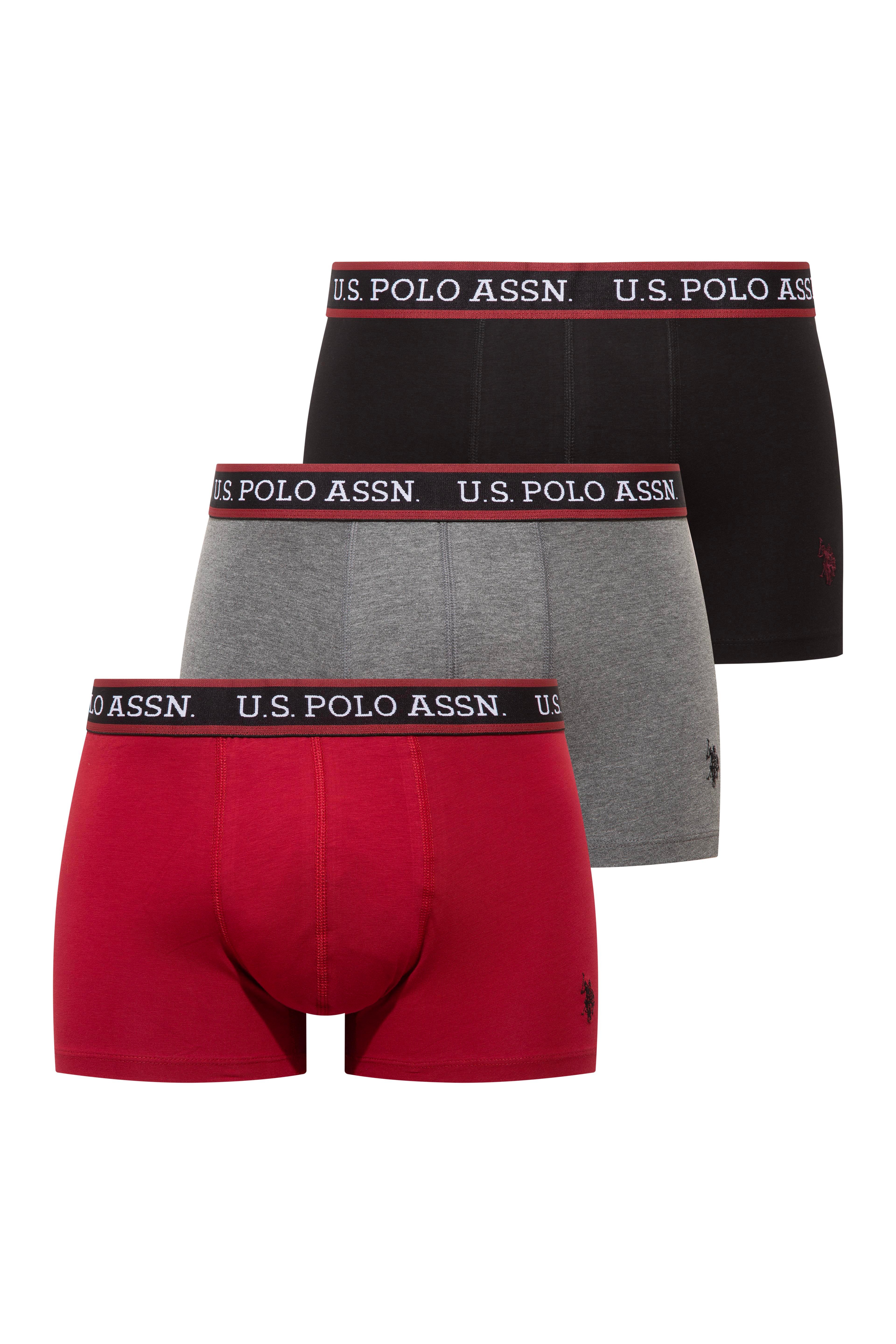 U.S. Polo Assn. 80651 Bordo - Antrasit Melanj - Siyah  3 lü Boxer  - US.01.80651.INT 528