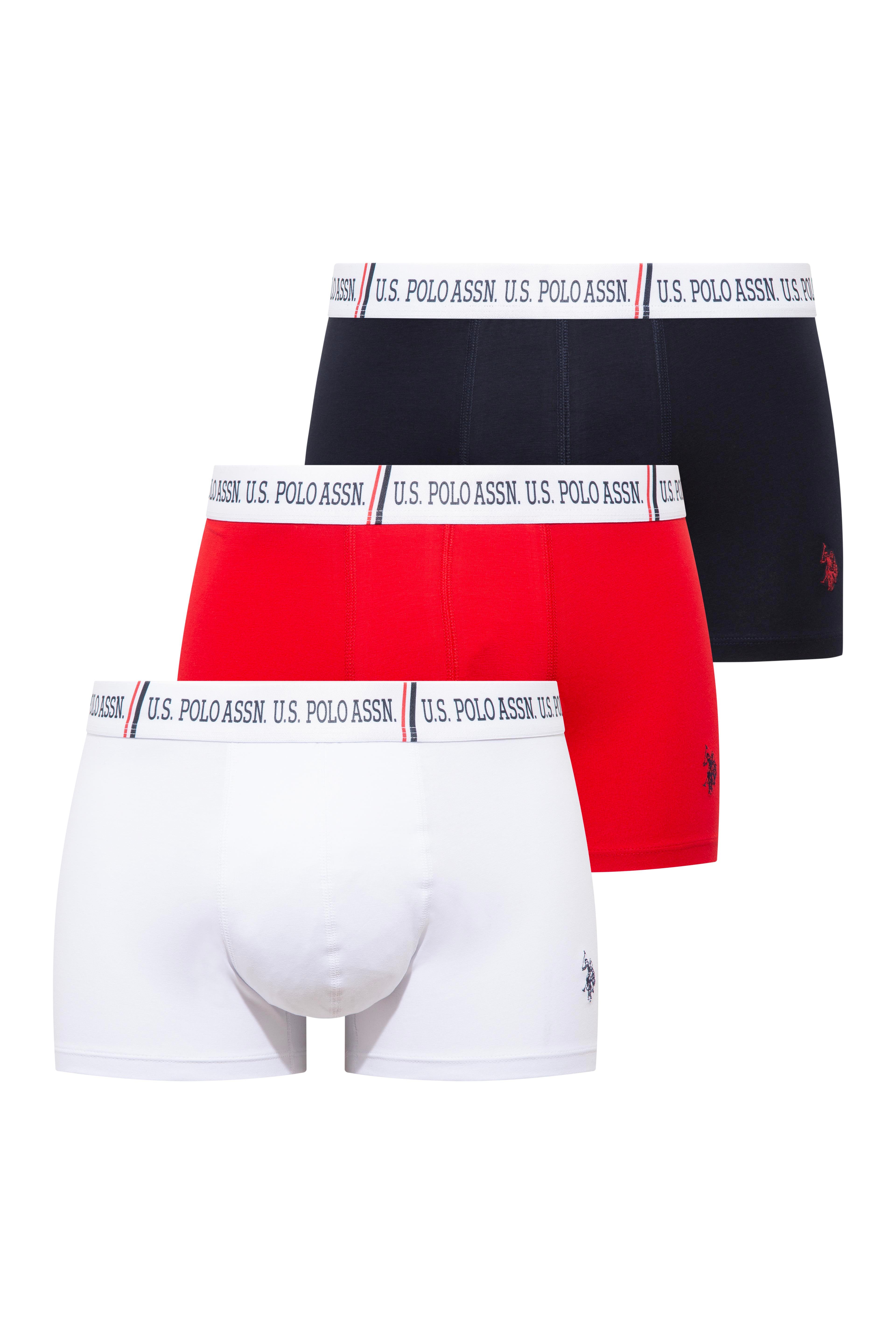 U.S. Polo Assn. 80651 Kırmızı - Lacivert -  Beyaz 3 lü Boxer  - US.01.80651.INT 397