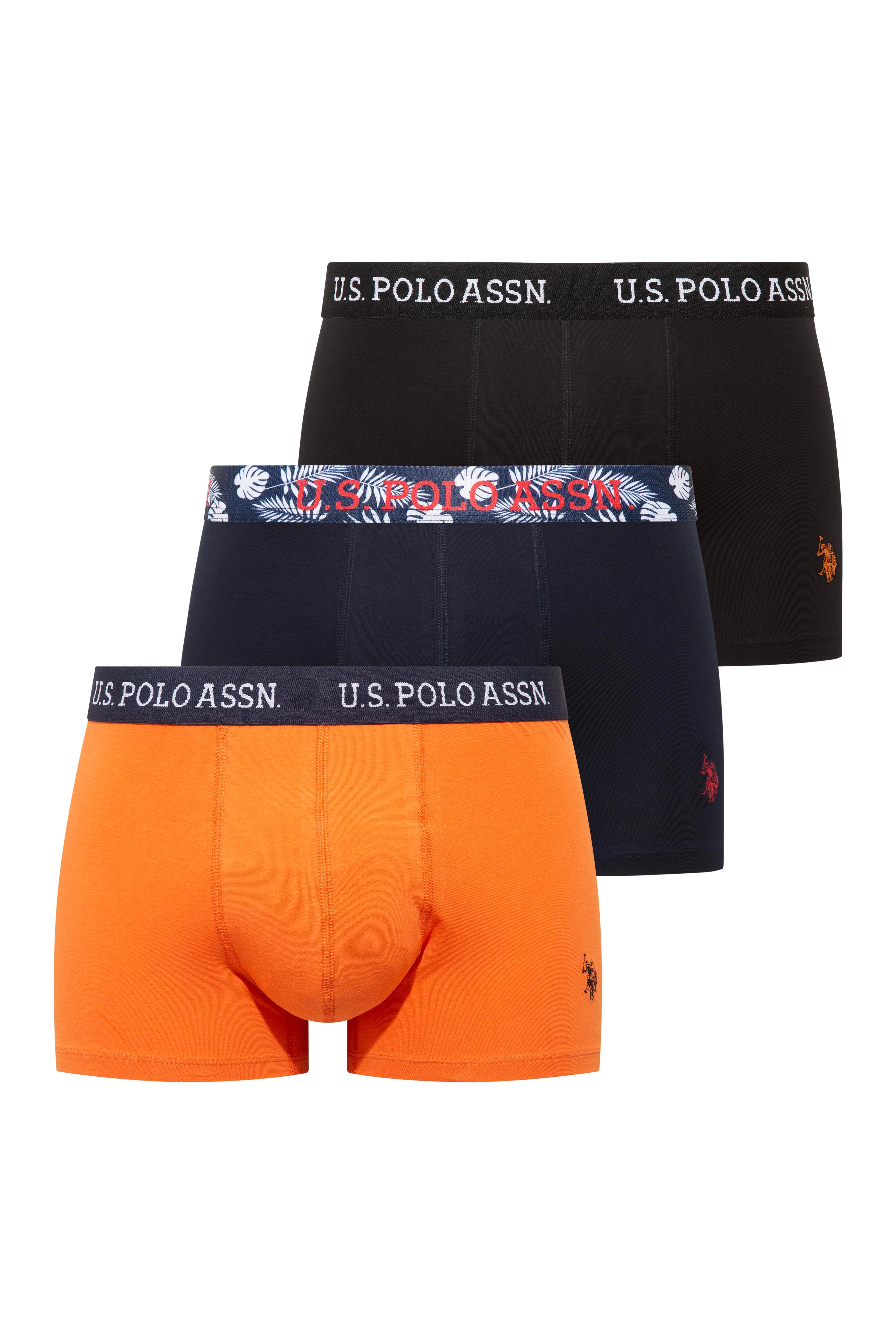 U.S. Polo Assn. 80651 Lacivert - Siyah - Turuncu 3 lü Boxer  - US.01.80651.INT 605