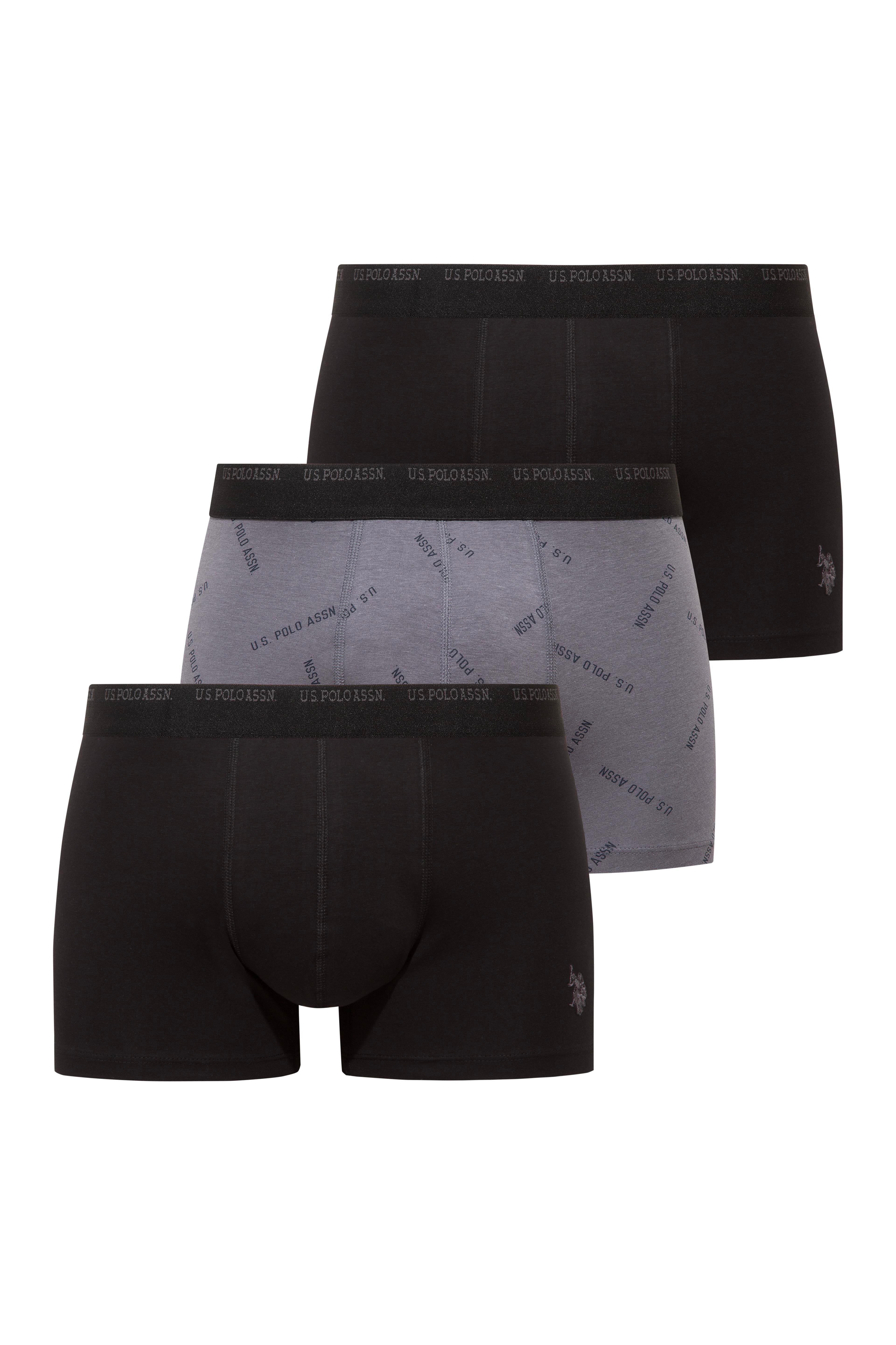 U.S. Polo Assn. 80651 Siyah - Siyah - Baskılı 3 lü Boxer  - US.01.80651.INT 533