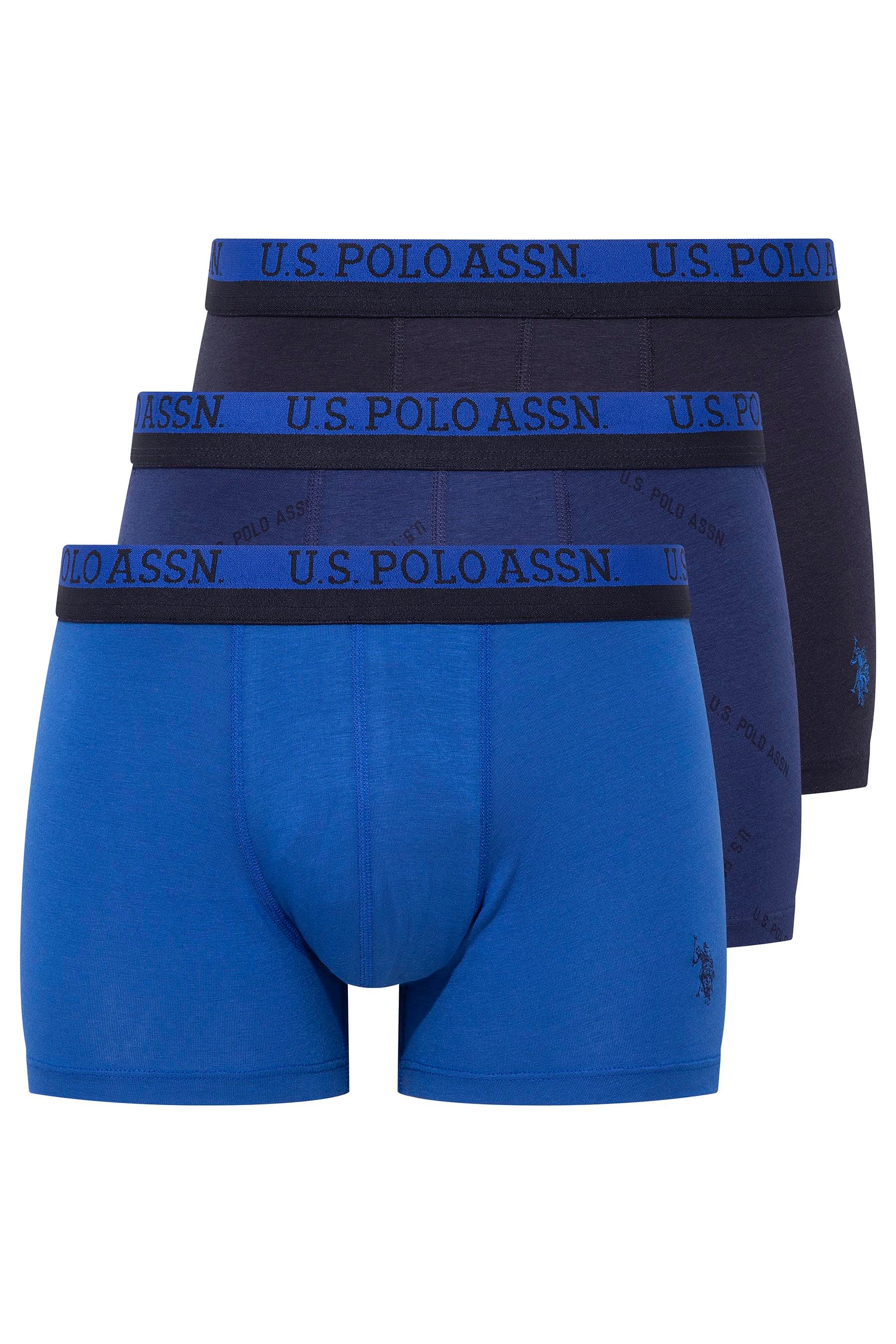 U.S. POLO ASSN. Erkek Baskılı-Lacivert-Saks 3 lü Boxer  - US.01.80522 555