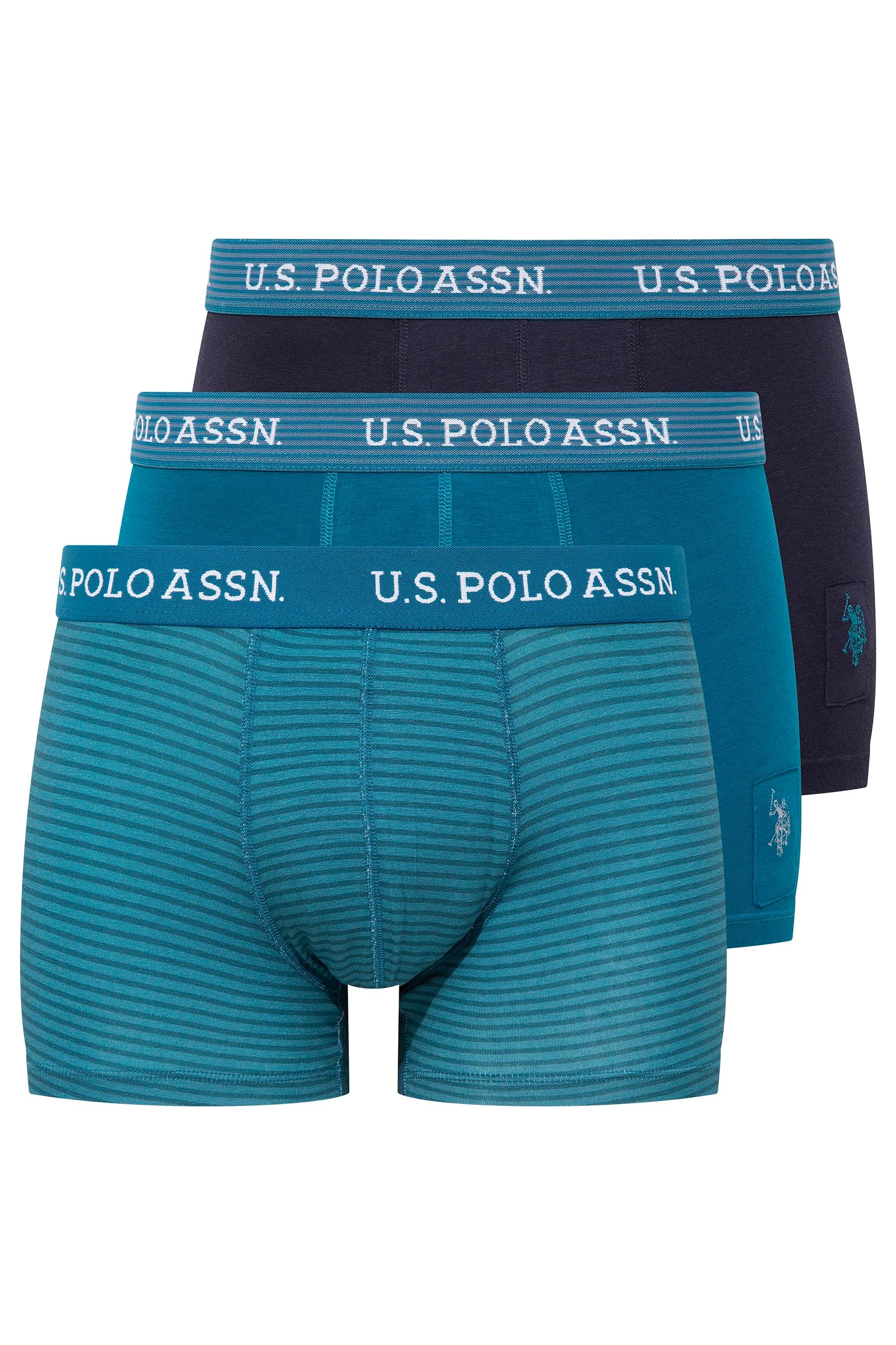 U.S. POLO ASSN. Erkek Baskılı-Lacivert-Yeşil 3 lü Boxer  - US.01.80515 558