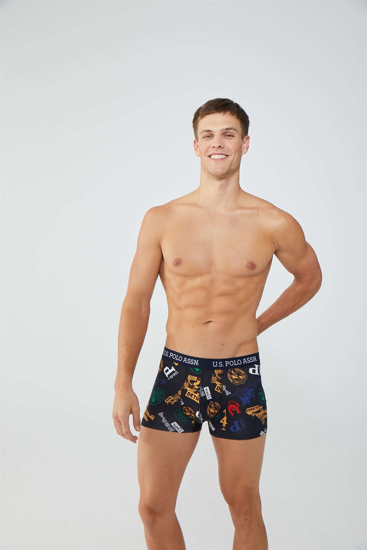 U.S. Polo Assn. Erkek Baskılı-Lacivert 2'li Boxer - US.01.80476