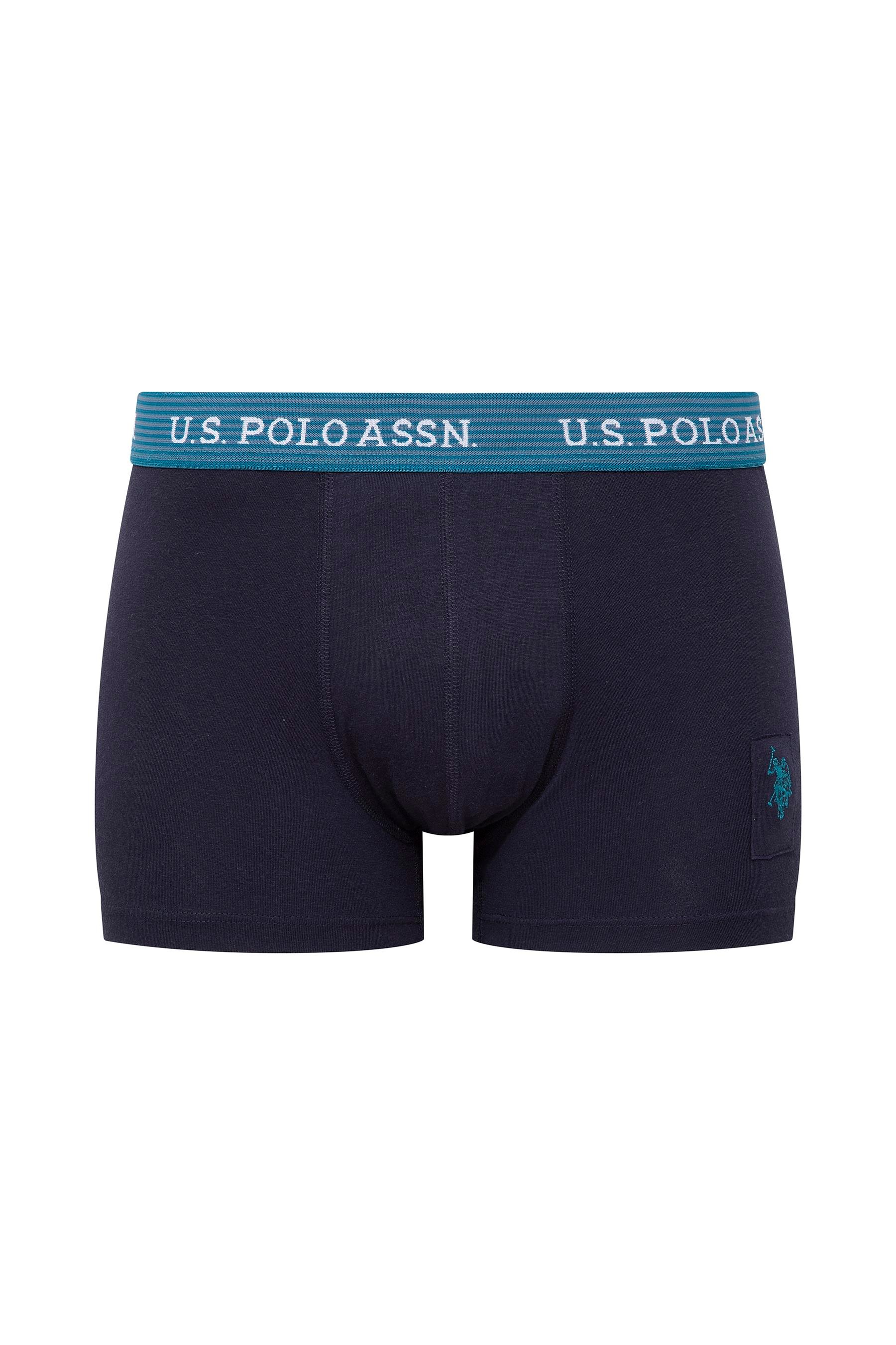 U.S. POLO ASSN. Erkek Baskılı-Lacivert-Yeşil 3 lü Boxer  - US.01.80515 558