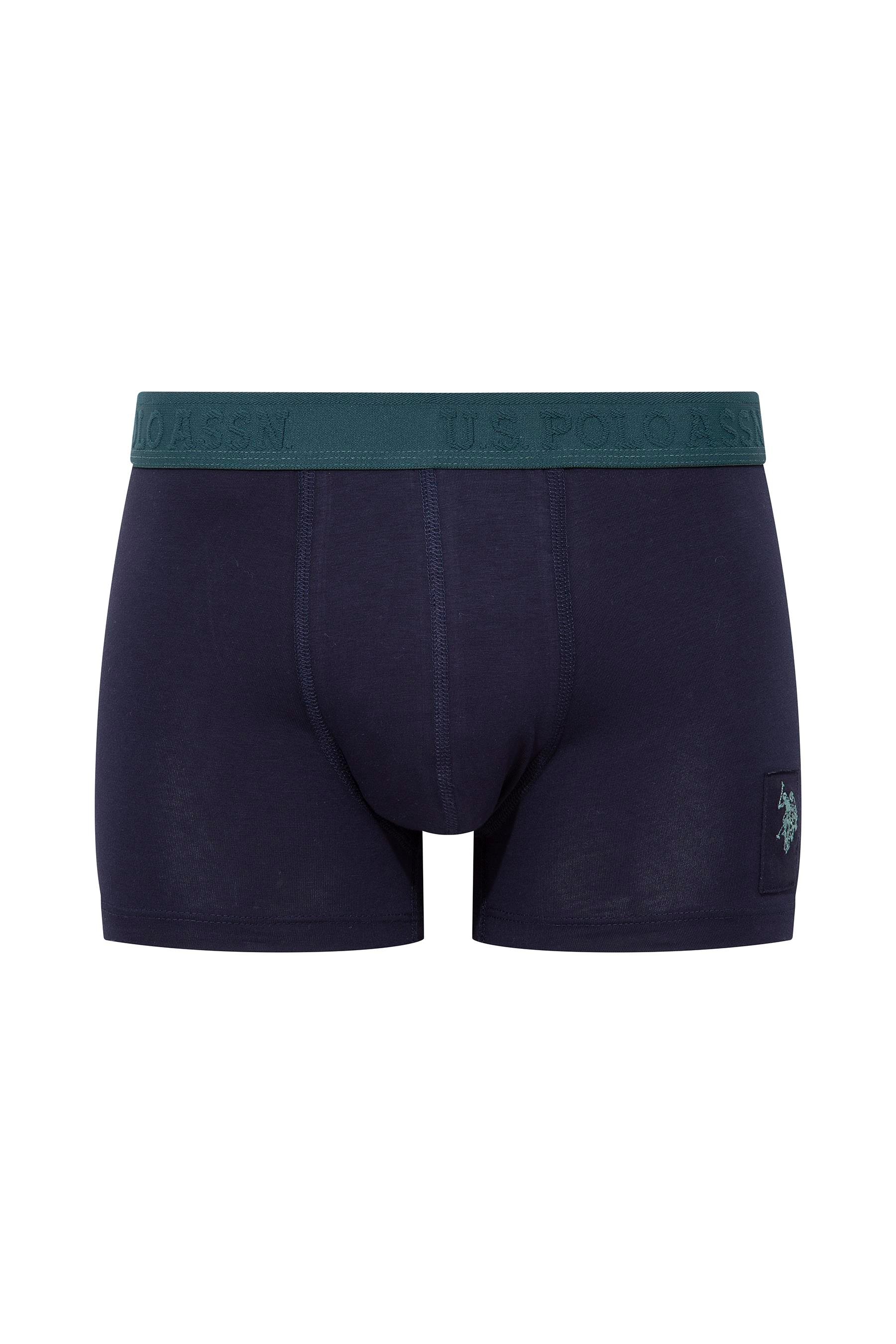U.S. POLO ASSN. Erkek Baskılı-Lacivert-Yeşil 3 lü Boxer  - US.01.80504 558