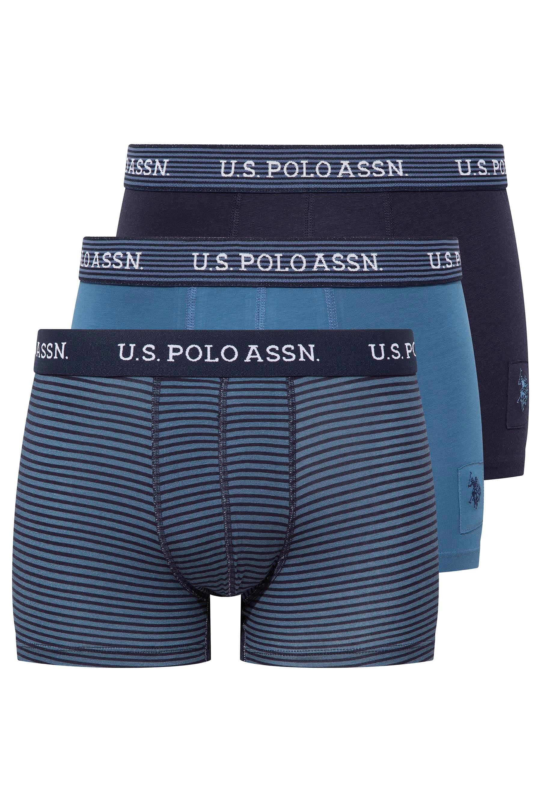 U.S. POLO ASSN. Erkek Baskılı-Lacivert-İndigo 3 lü Boxer  - US.01.80515 557