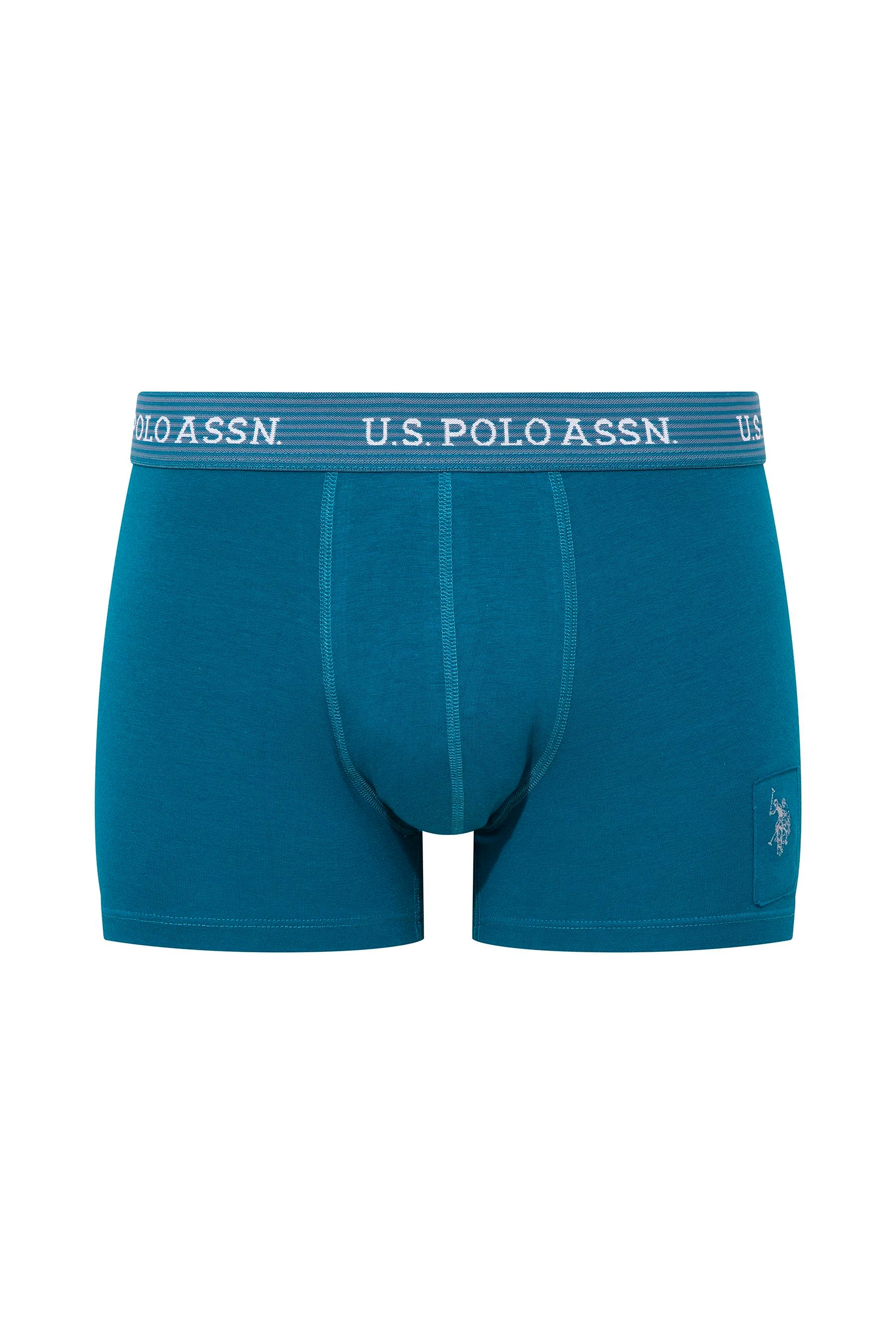 U.S. POLO ASSN. Erkek Baskılı-Lacivert-Yeşil 3 lü Boxer  - US.01.80515 558