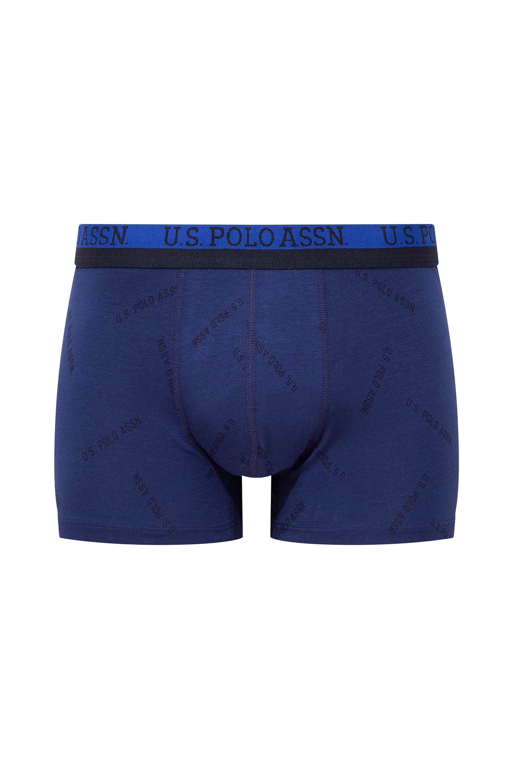 U.S. POLO ASSN. Erkek Baskılı-Lacivert-Saks 3 lü Boxer  - US.01.80522 555