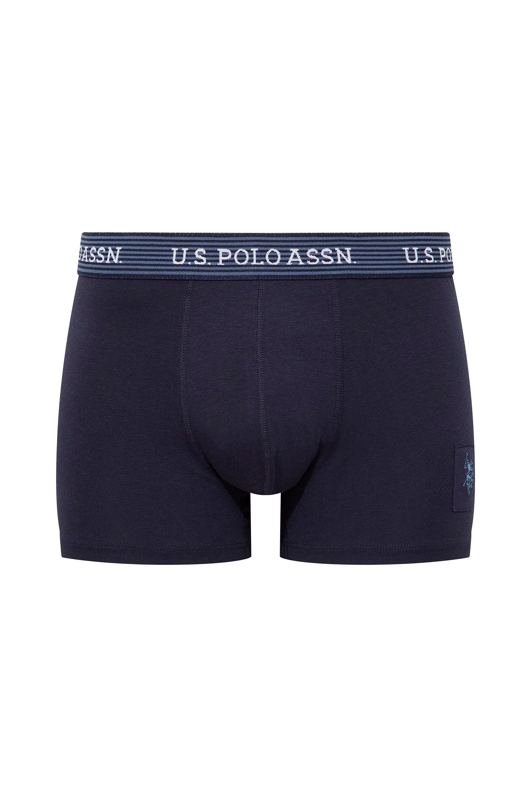 U.S. POLO ASSN. Erkek Baskılı-Lacivert-İndigo 3 lü Boxer  - US.01.80515 557