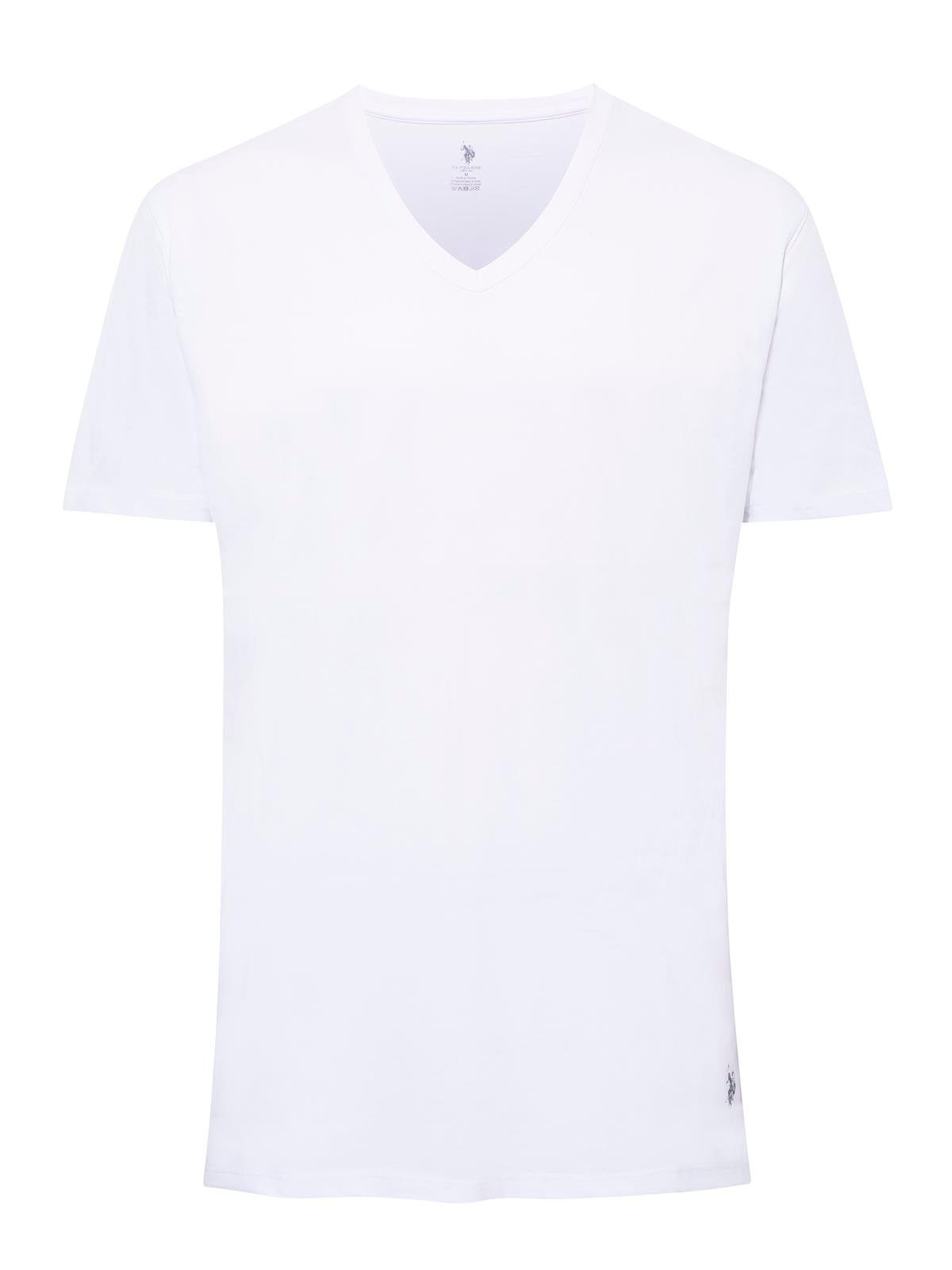 U.S. Polo Assn. Erkek Beyaz 2 li V Yaka T-shırt  - US.01.90001 120