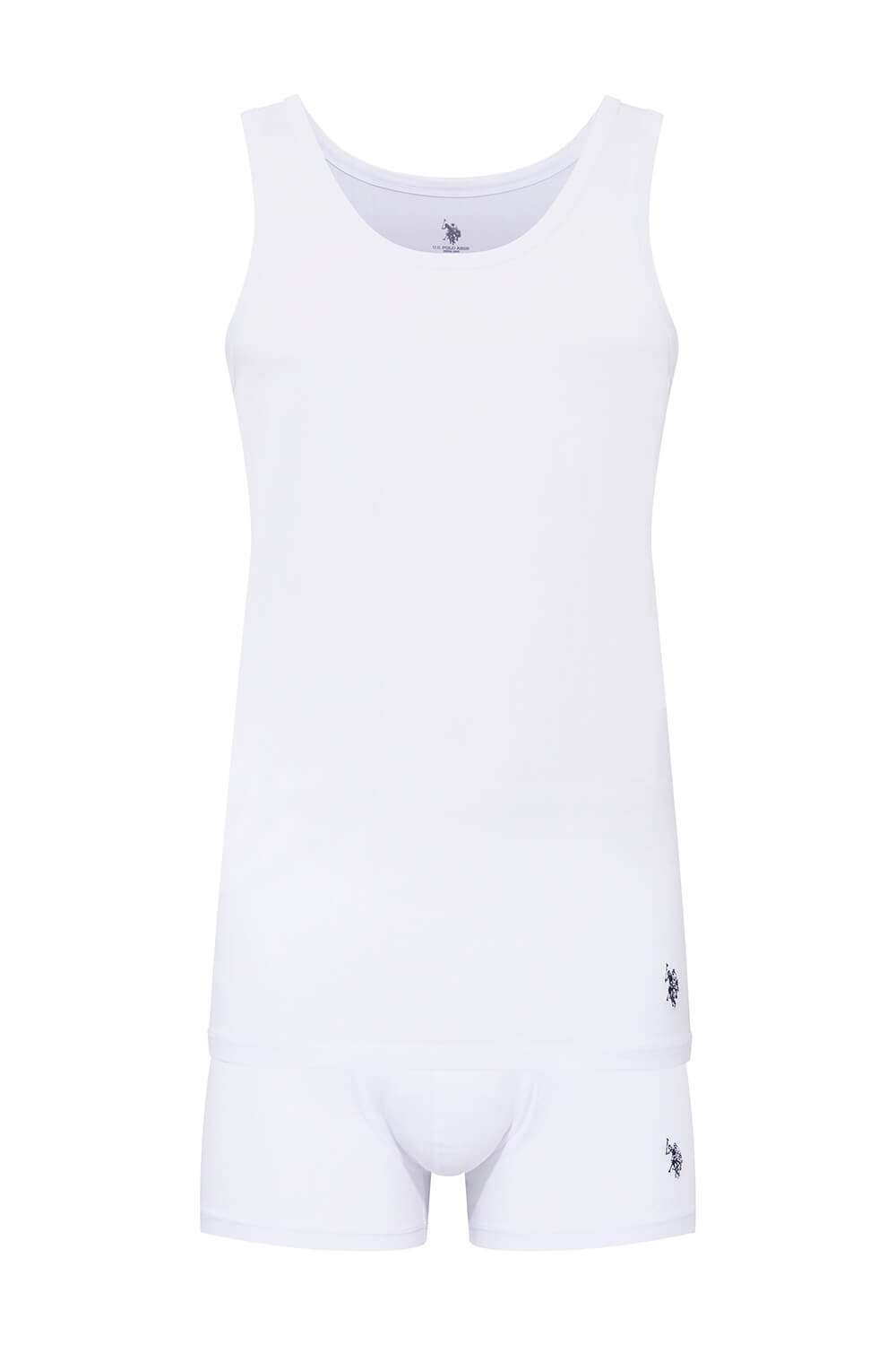 U.S. Polo Assn. Erkek Beyaz Atlet Şort Set - US.E1.80088 120