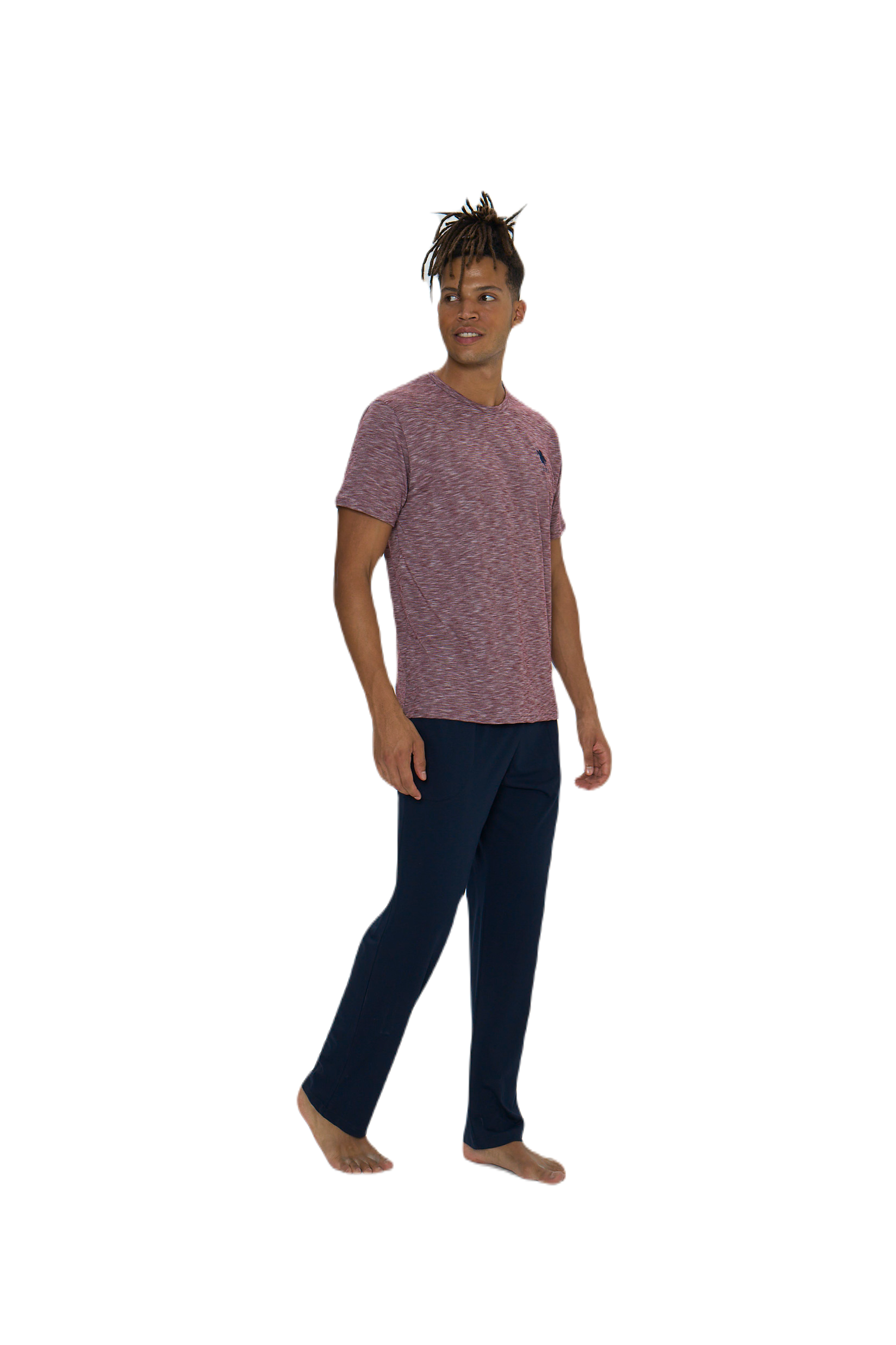 U.S. Polo Assn.  Erkek Bordo Flamlı Yuvarlak Yaka Pijama Takımı  - US.01.18860.INT 174