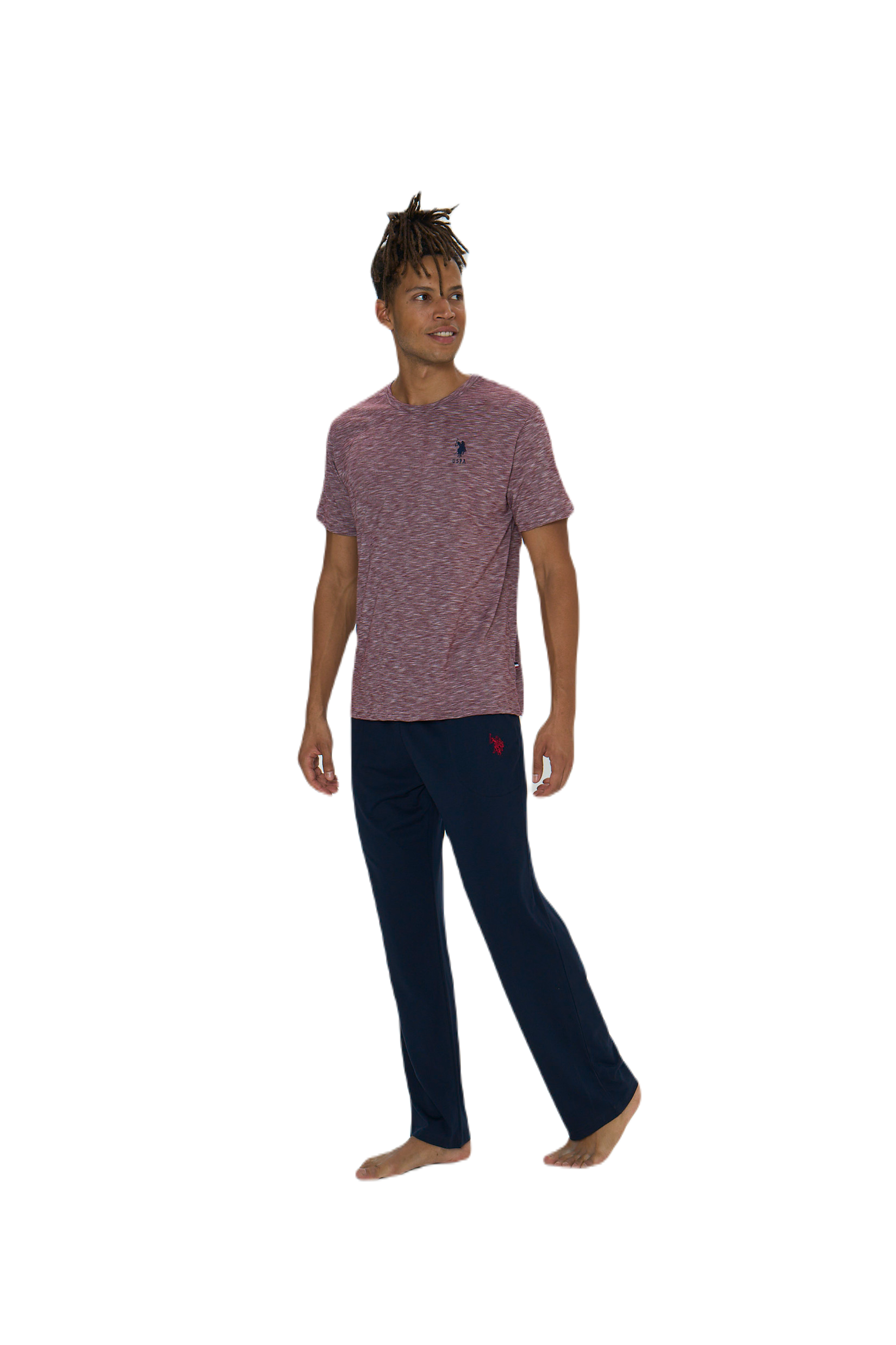 U.S. Polo Assn.  Erkek Bordo Flamlı Yuvarlak Yaka Pijama Takımı  - US.01.18860.INT 174