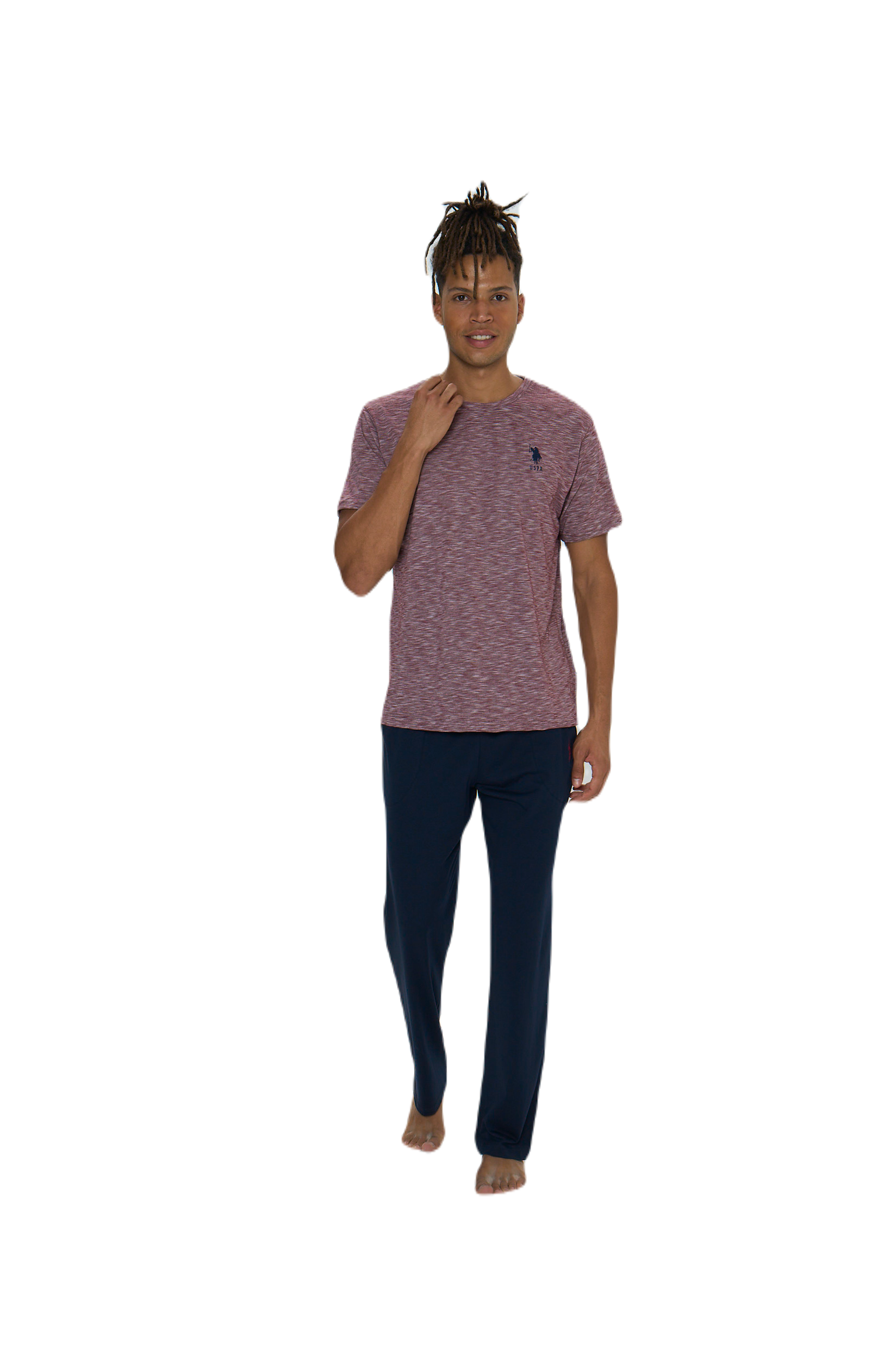 U.S. Polo Assn.  Erkek Bordo Flamlı Yuvarlak Yaka Pijama Takımı  - US.01.18860.INT 174