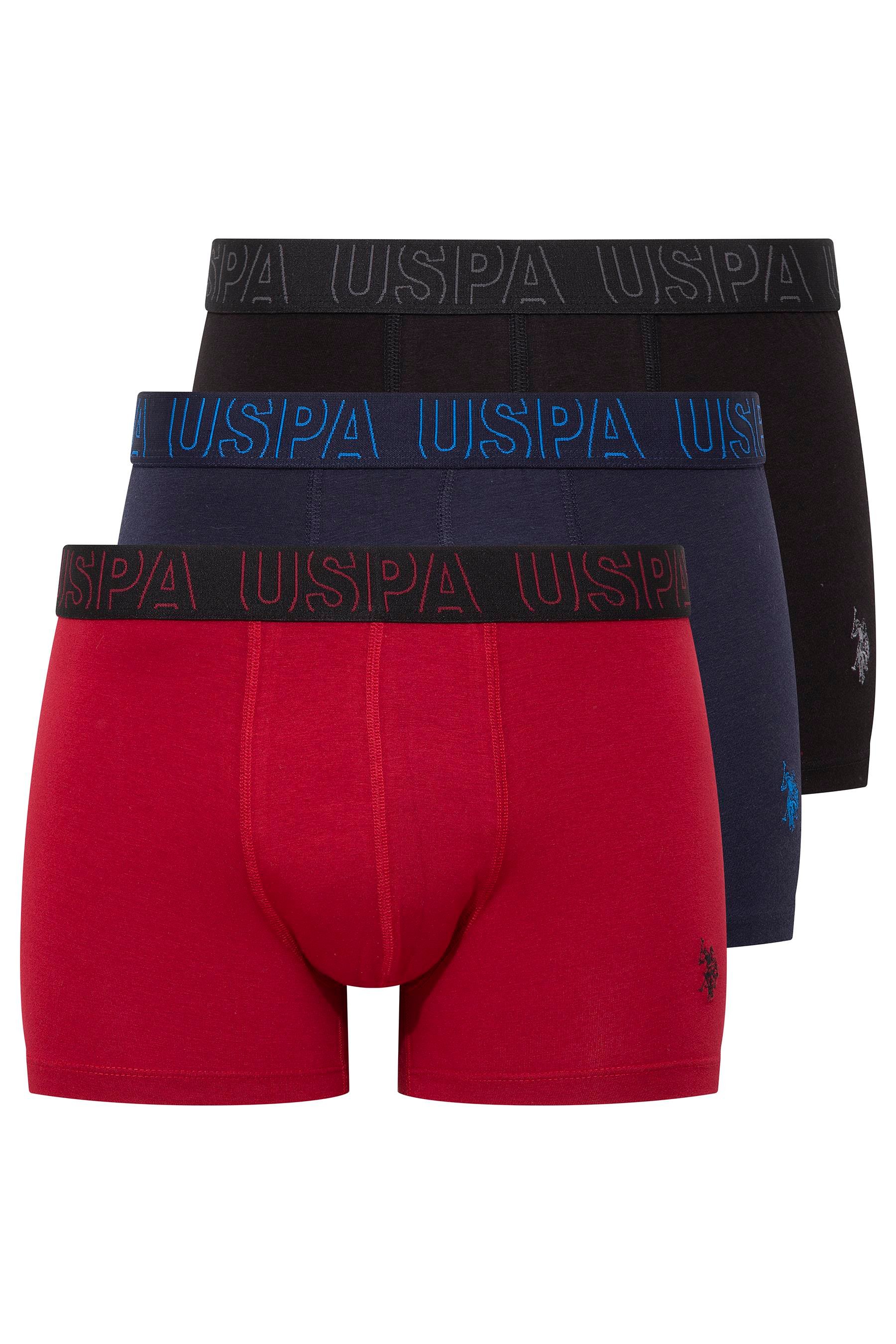 U.S. POLO ASSN. Erkek Bordo-Lacivert-Siyah 3 lü Boxer  - US.01.80518 517