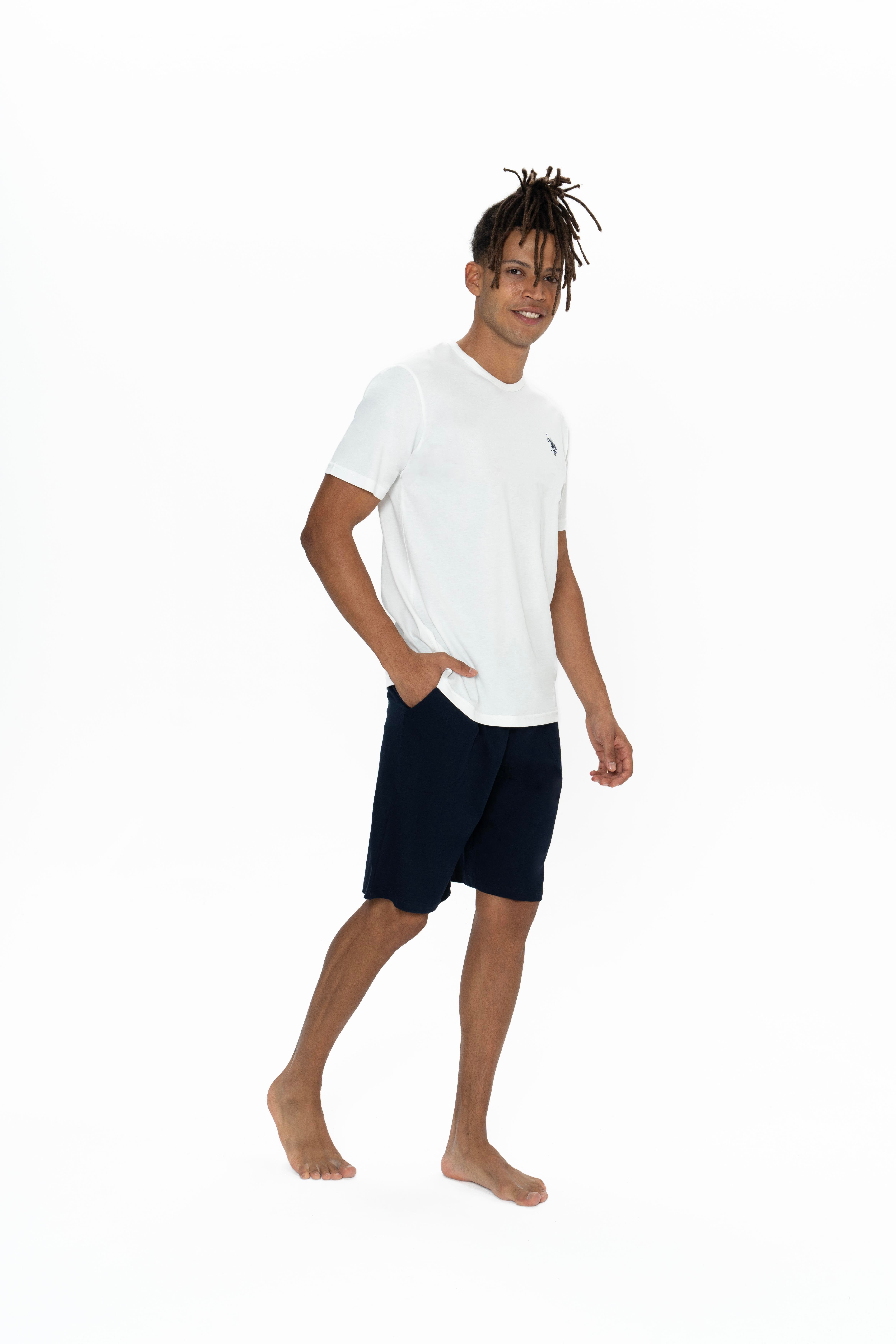 U.S. Polo Assn. Erkek Ekru Yuvarlak Yaka Şort Takım - US.01.18859.INT