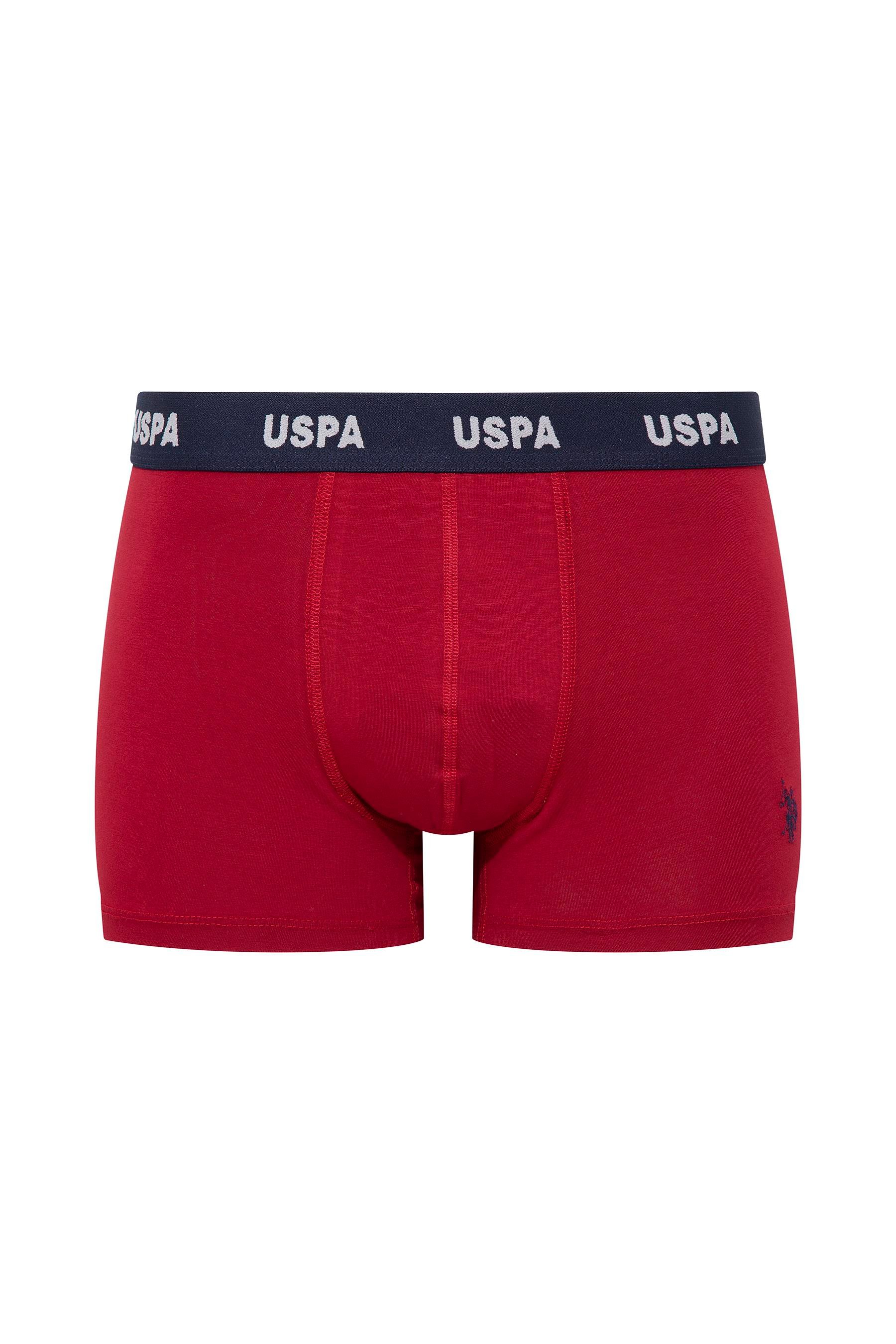 U.S. POLO ASSN. Erkek Gri Melanj-Bordo-Baskılı 3 lü Boxer  - US.01.80509 564