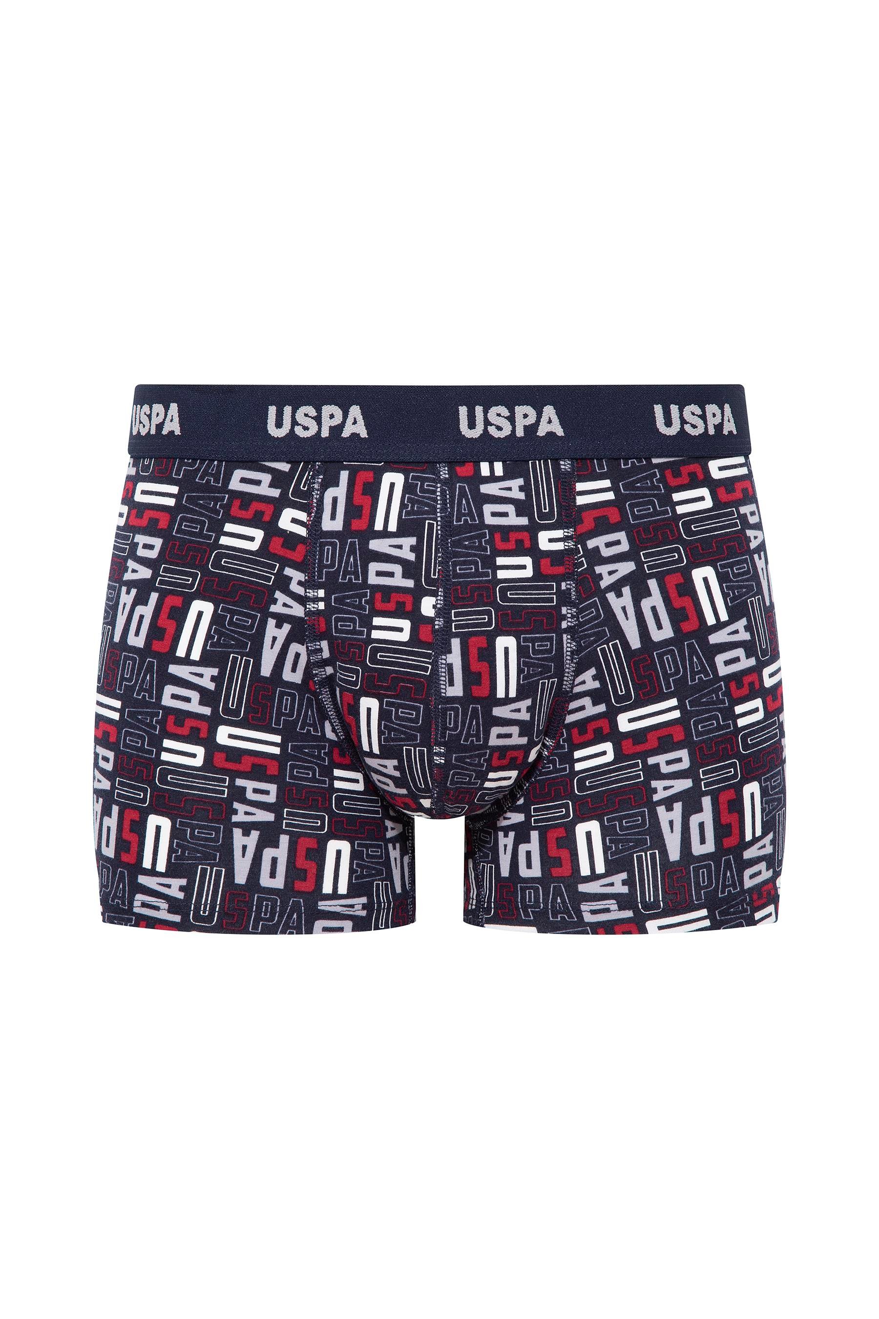 U.S. POLO ASSN. Erkek Gri Melanj-Bordo-Baskılı 3 lü Boxer  - US.01.80509 564