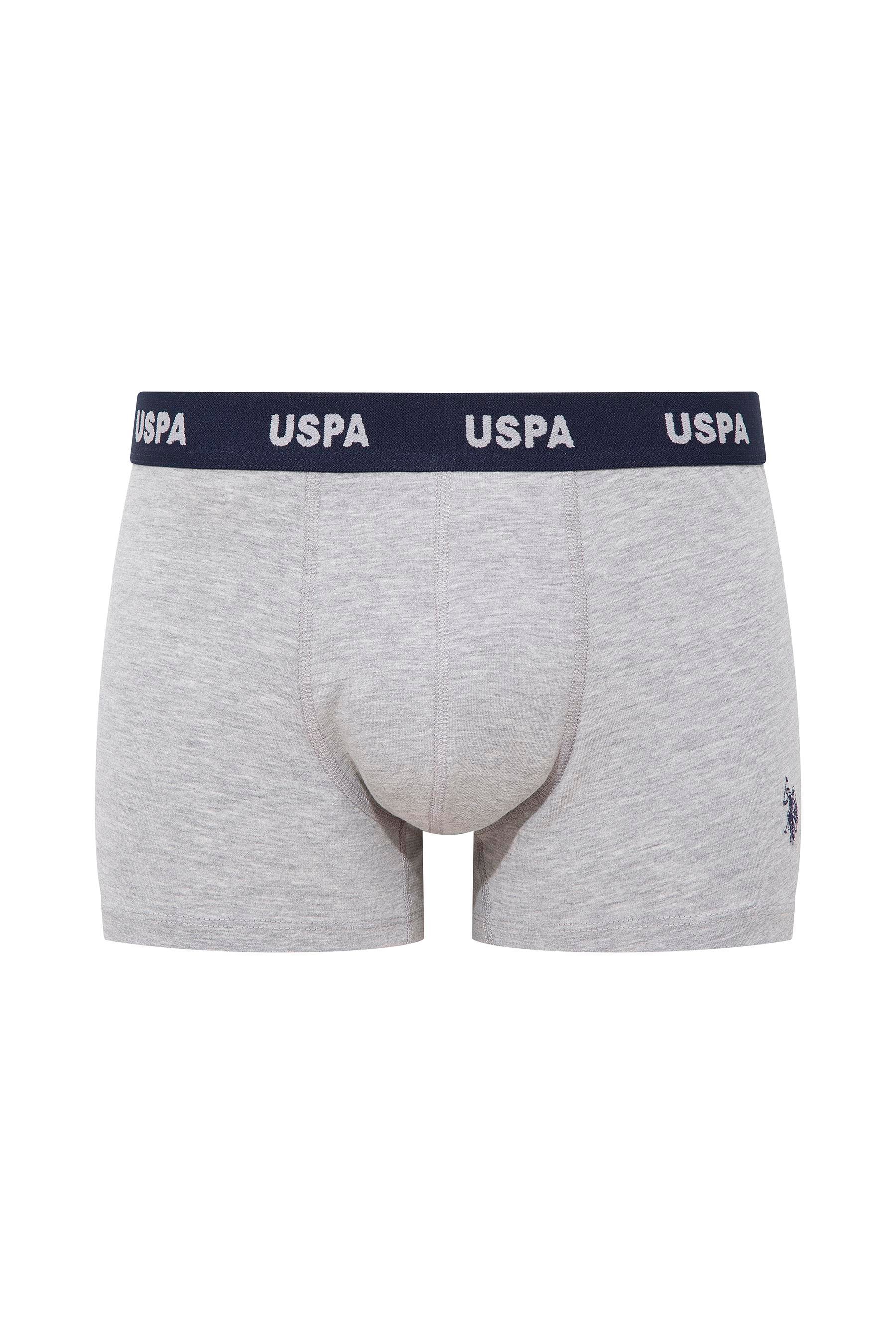 U.S. POLO ASSN. Erkek Gri Melanj-Bordo-Baskılı 3 lü Boxer  - US.01.80509 564